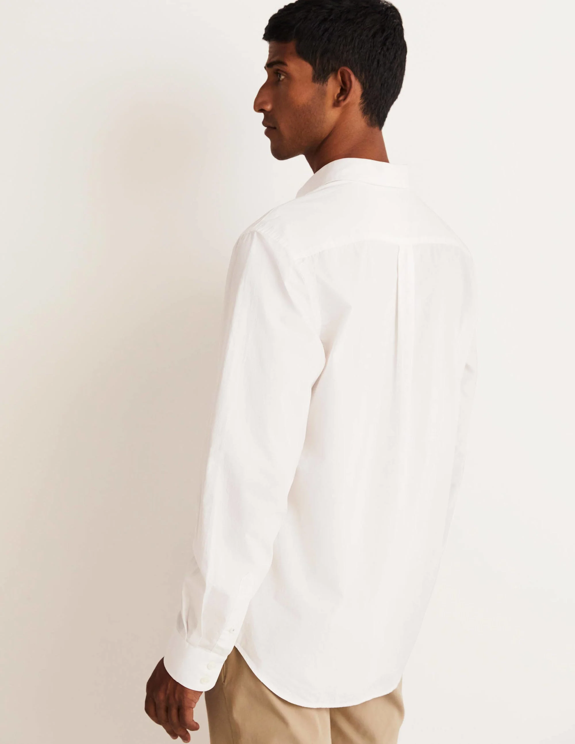Cutaway Collar Poplin Shirt-White - Image 3