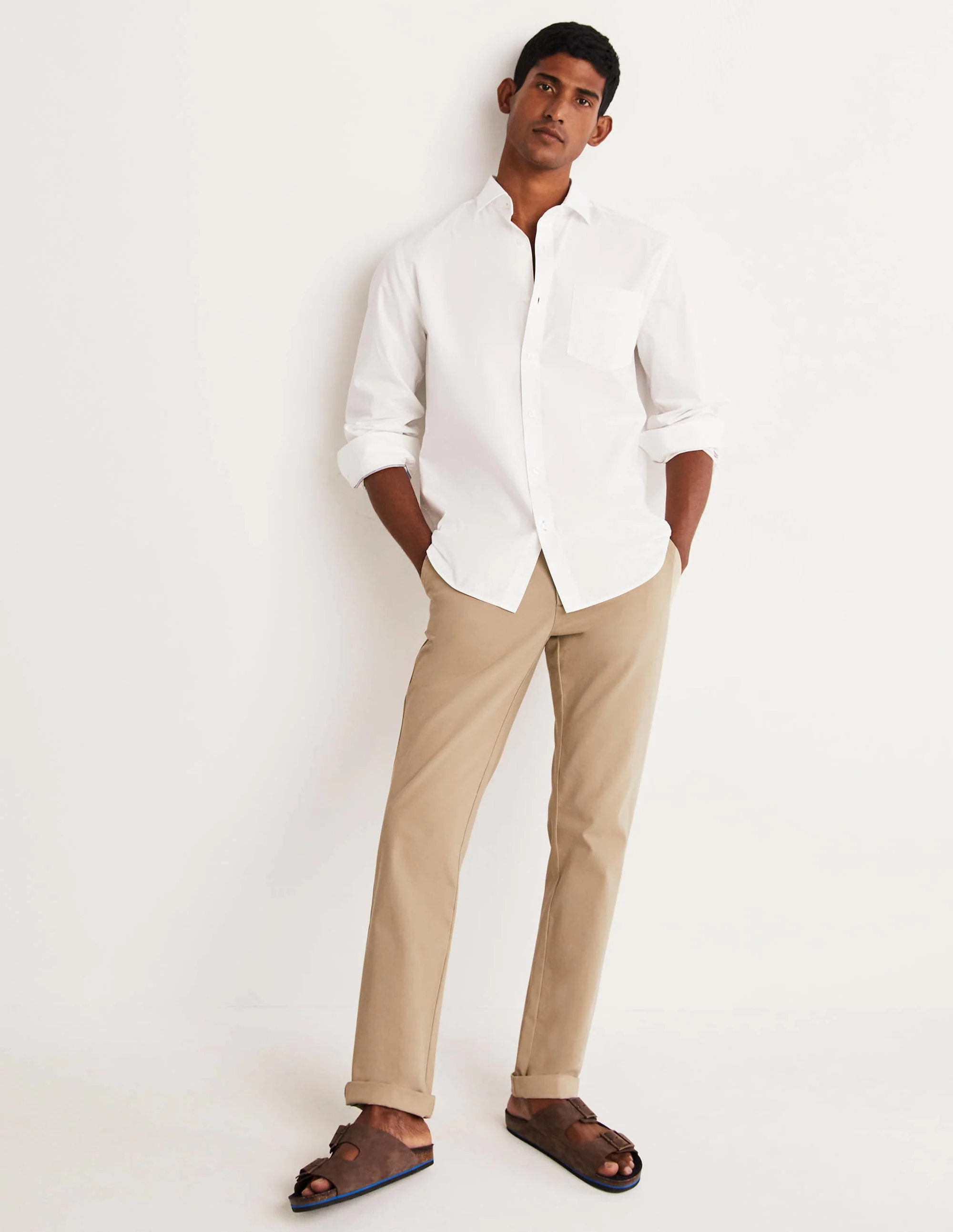 Cutaway Collar Poplin Shirt-White - Image 4