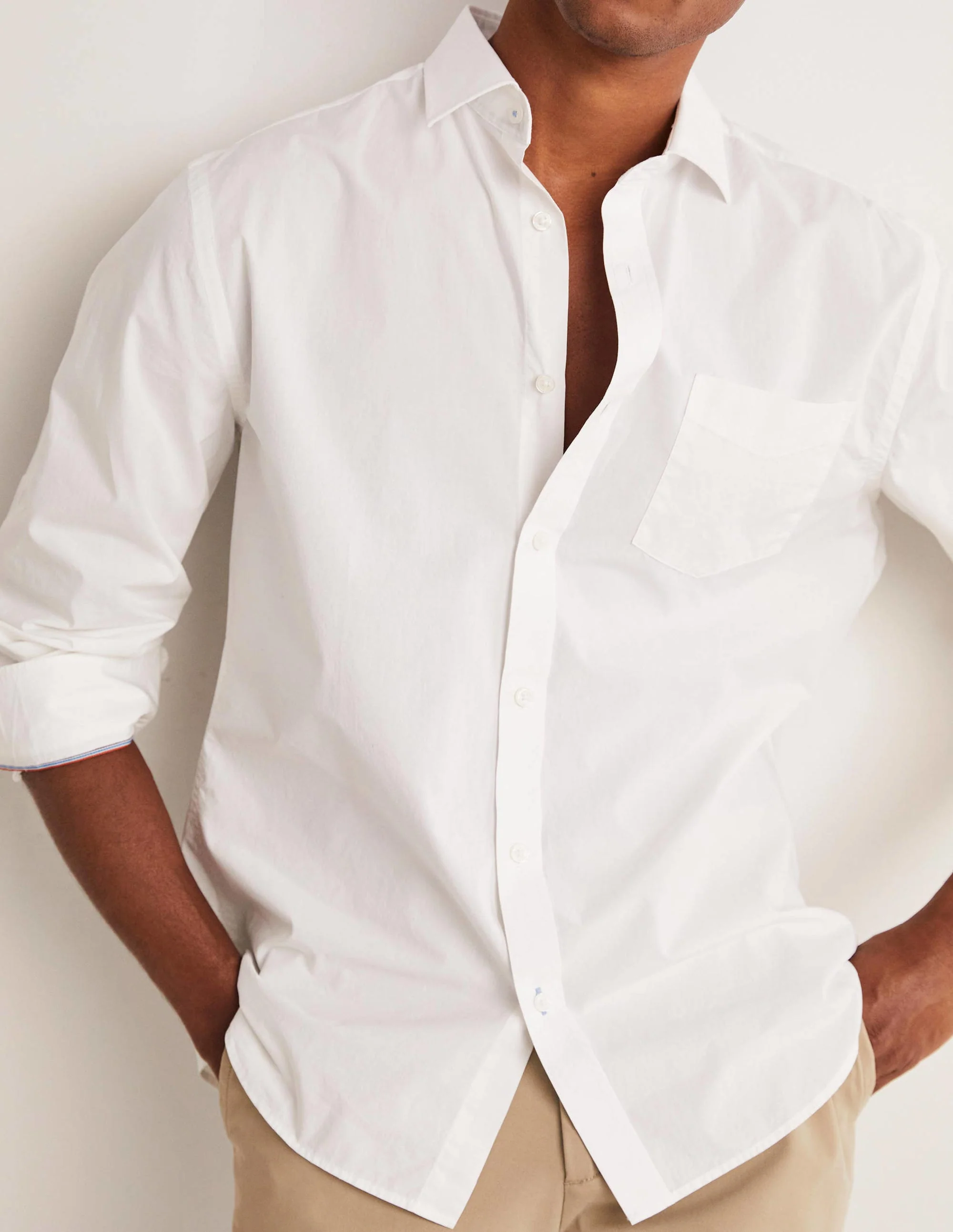 Cutaway Collar Poplin Shirt-White - Image 5