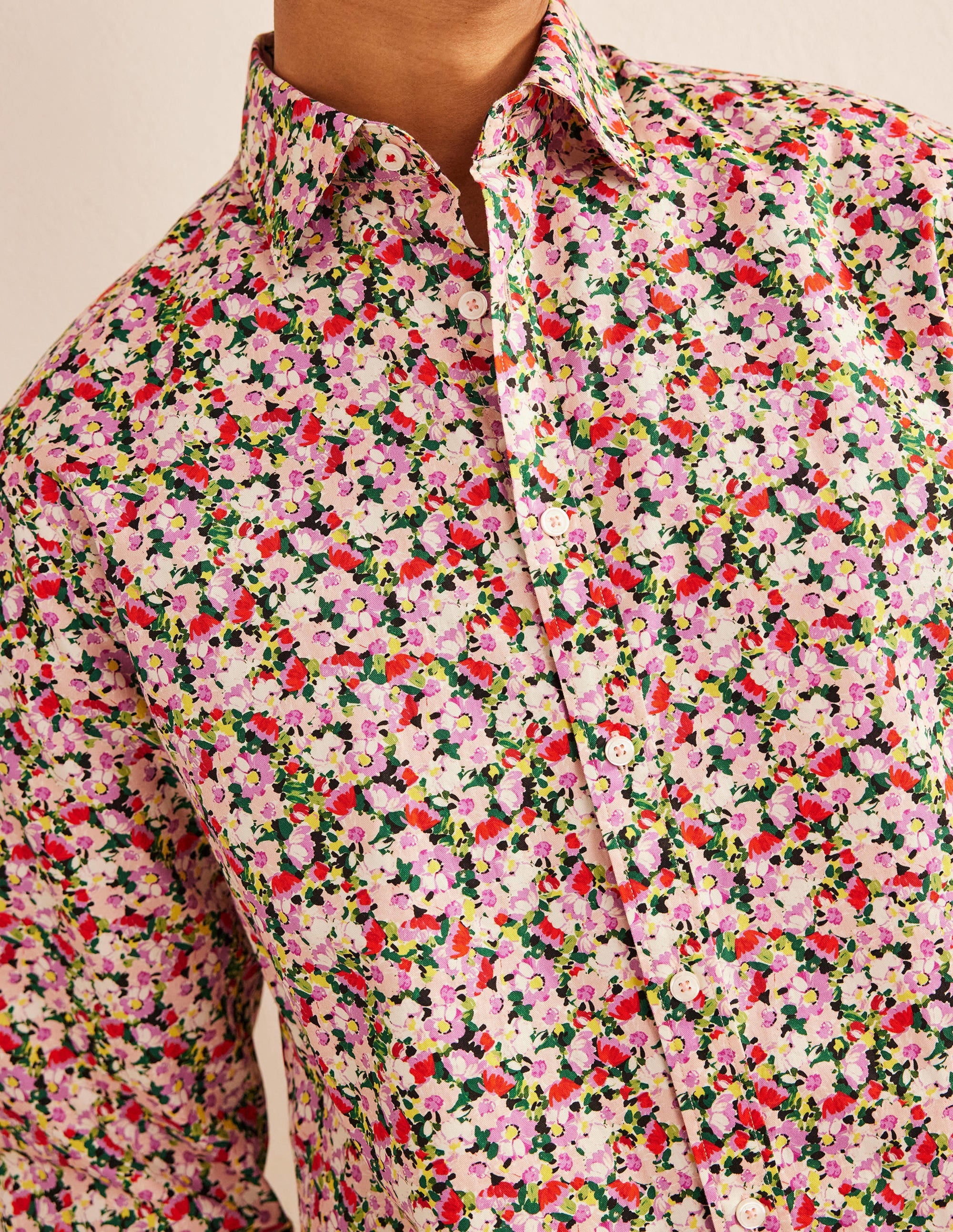 Cutaway Collar Twill Shirt-Small Painted Floral - Image 2