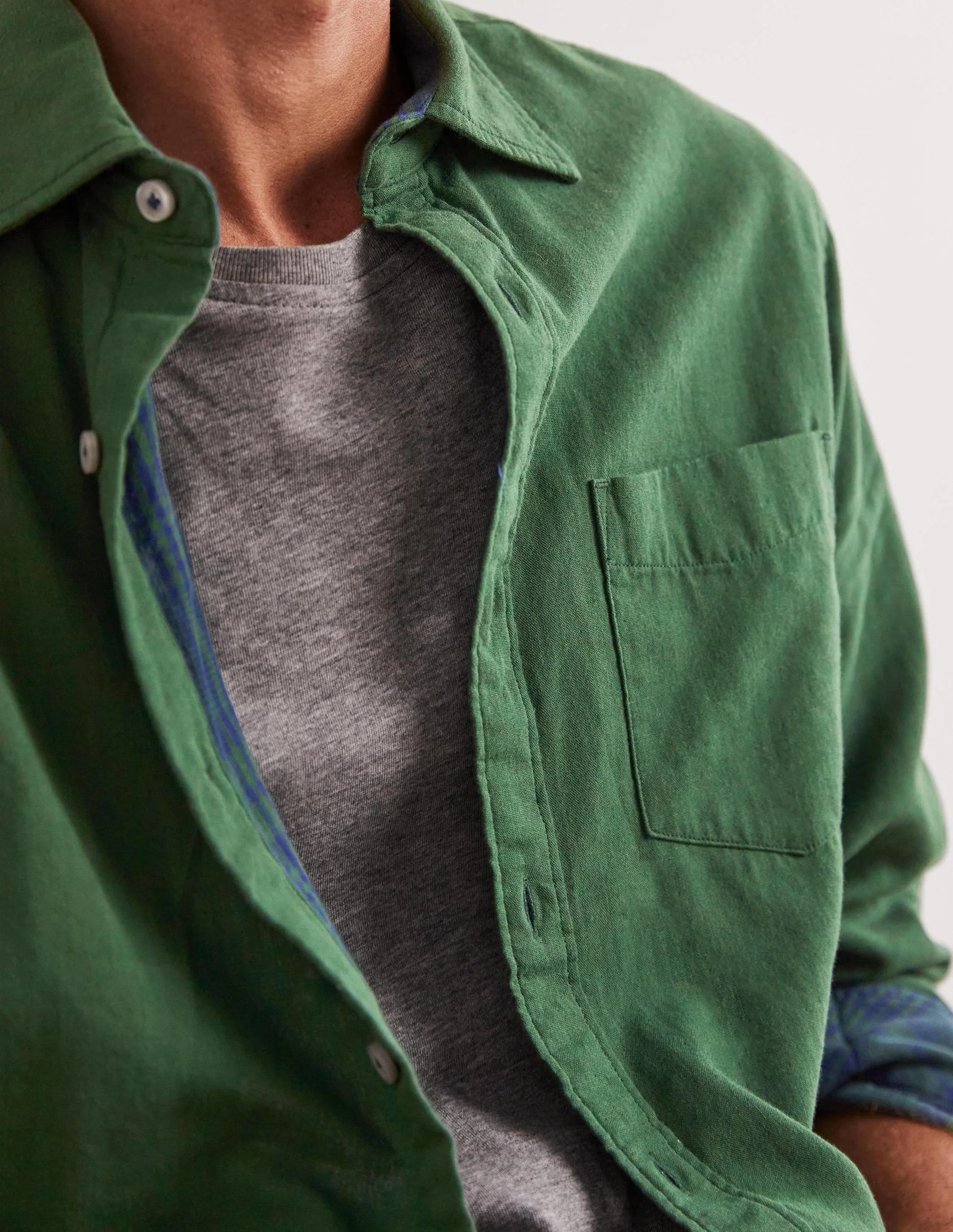 Cutaway Double Cloth Shirt-Dark Green - Image 2