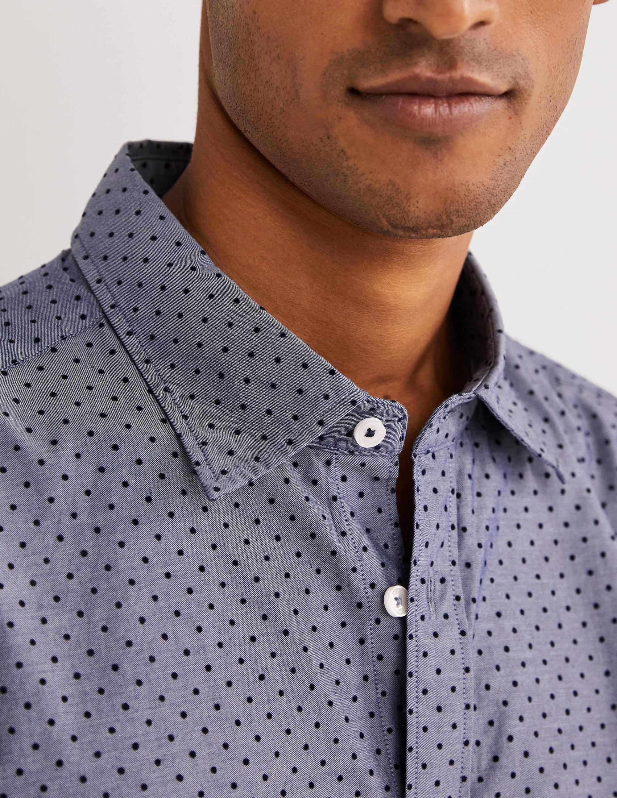 Cutaway Twill Slim Fit Shirt-Blue Flocked Spot - Image 2