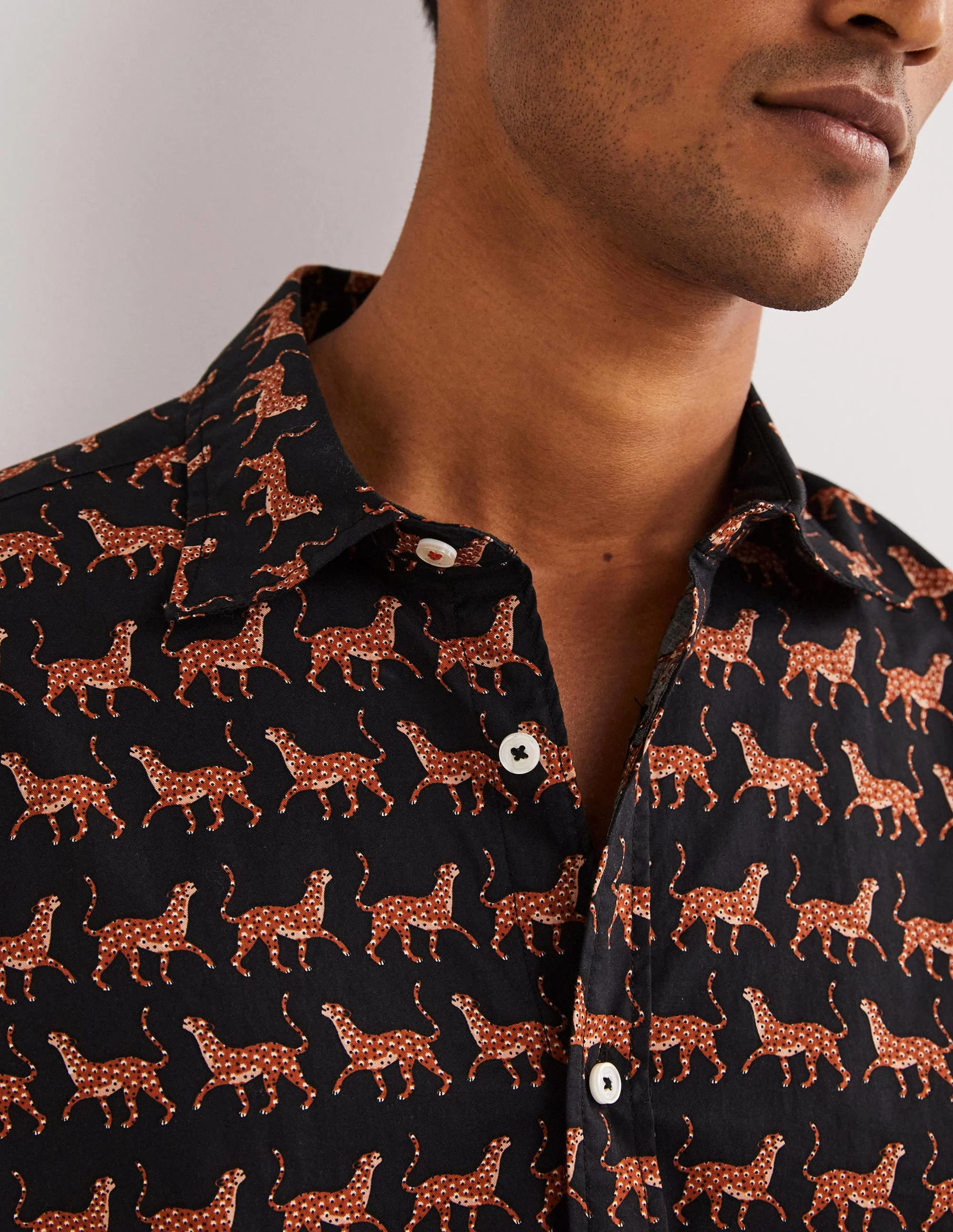 Cutaway Twill Slim Fit Shirt-Leopards - Image 2