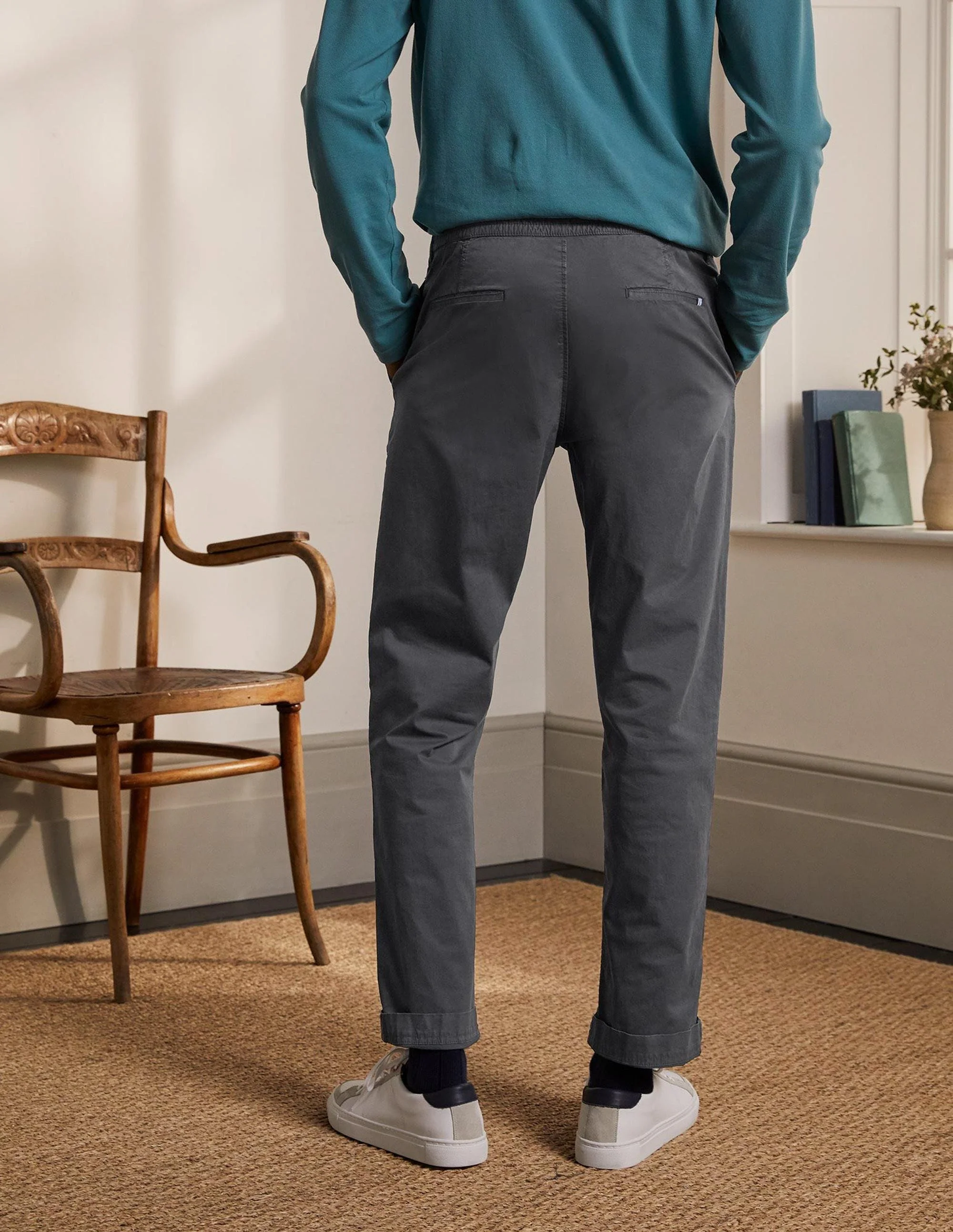Elasticated Chino Pants-London Grey - Image 3