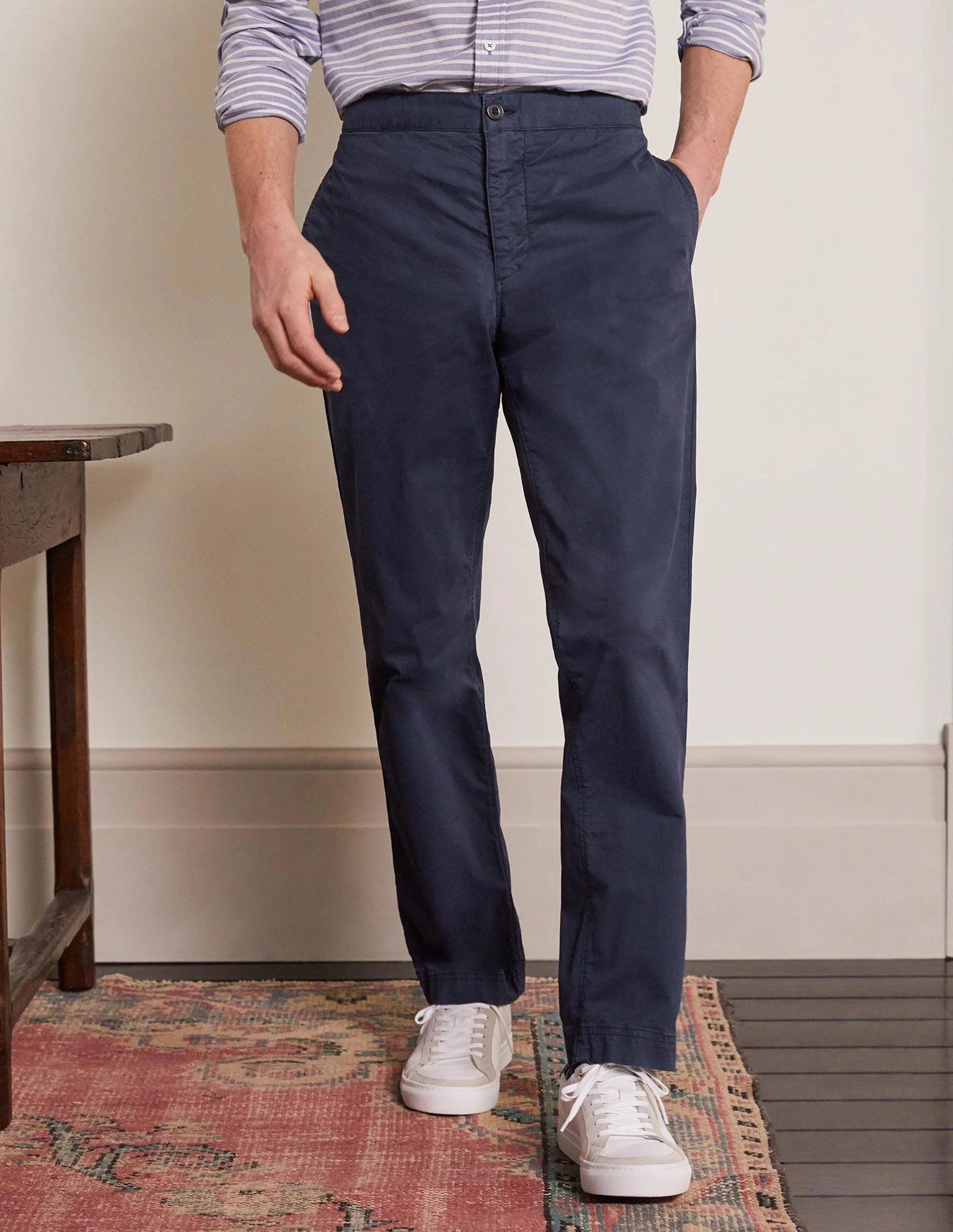 Elasticated Chino Pants-Navy - Image 2