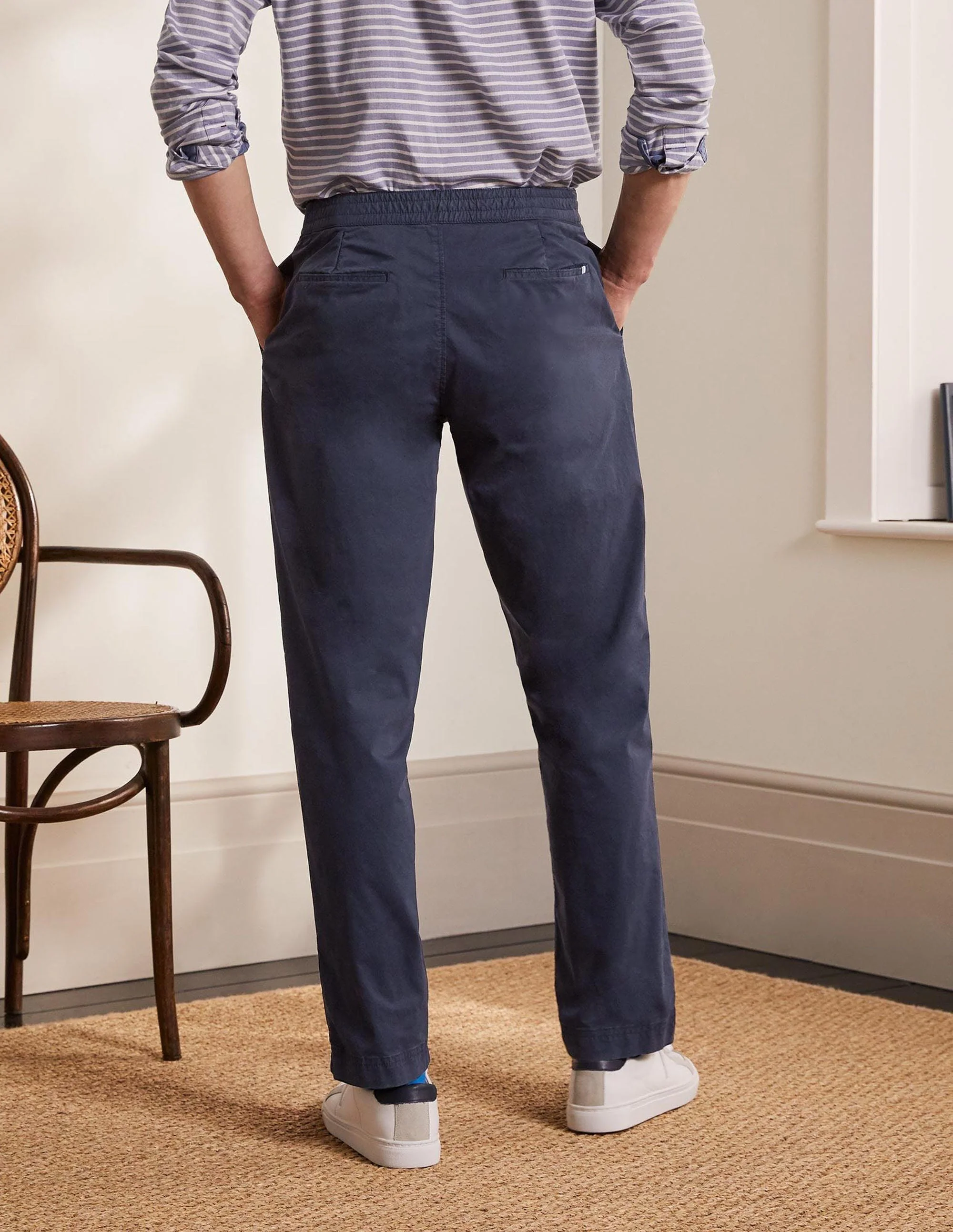 Elasticated Chino Pants-Navy - Image 3