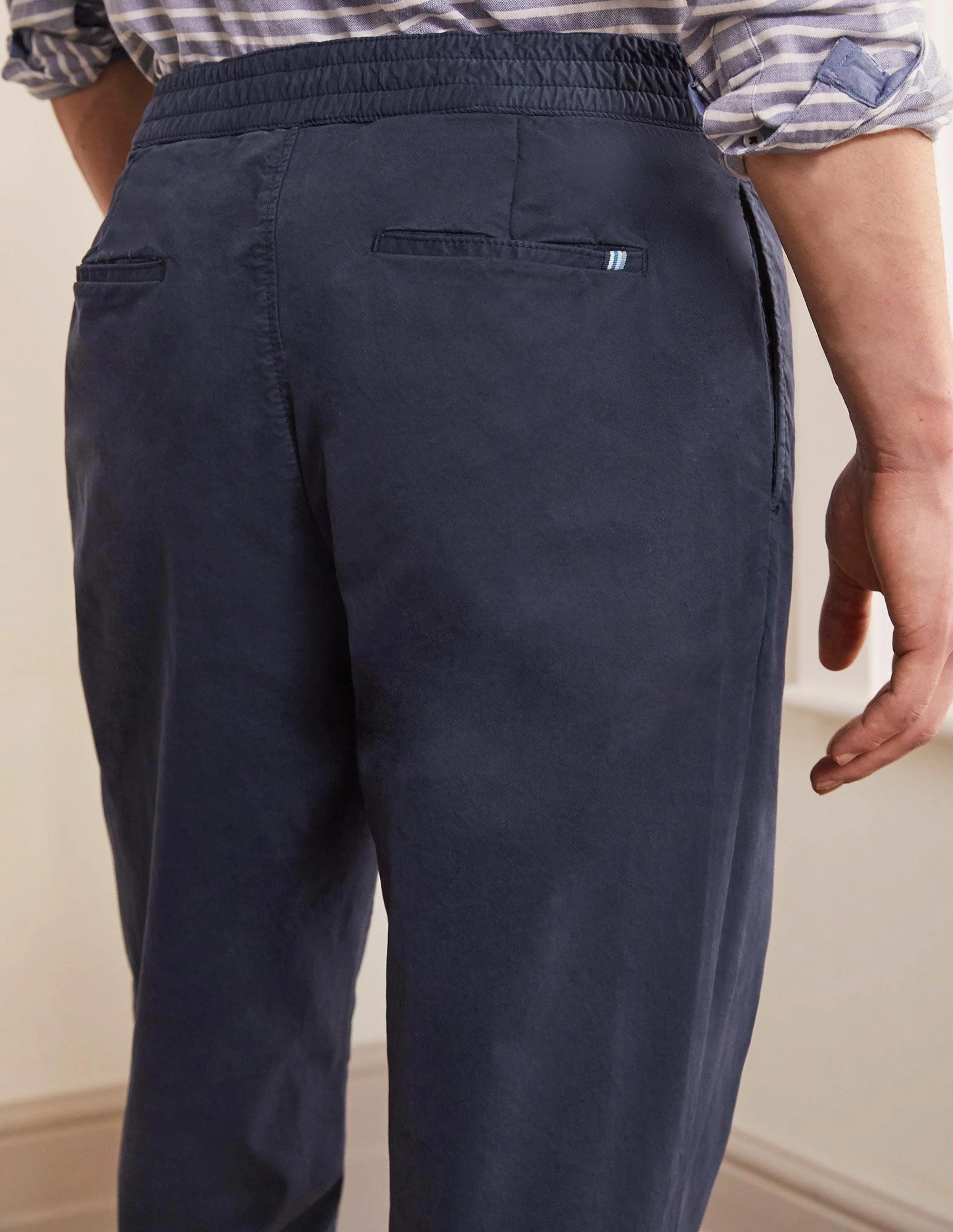 Elasticated Chino Pants-Navy - Image 4