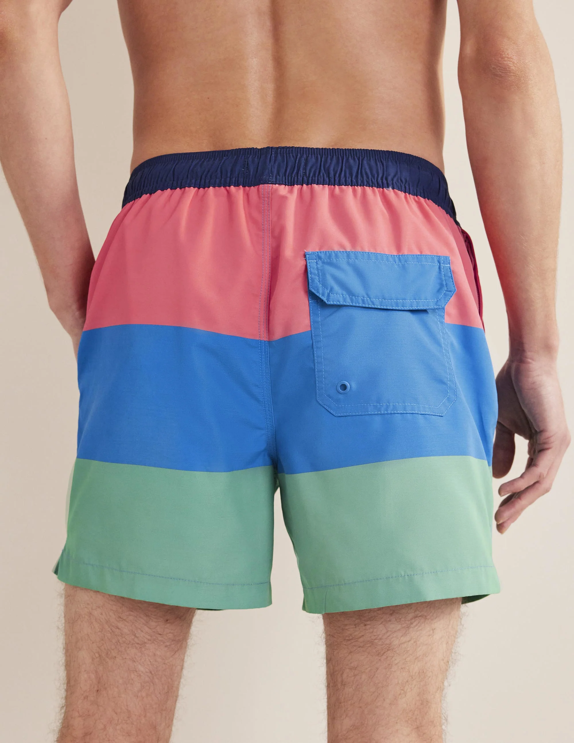 Elasticated Waist Swim Short-Pink Grapefruit Multi Stripe - Image 3