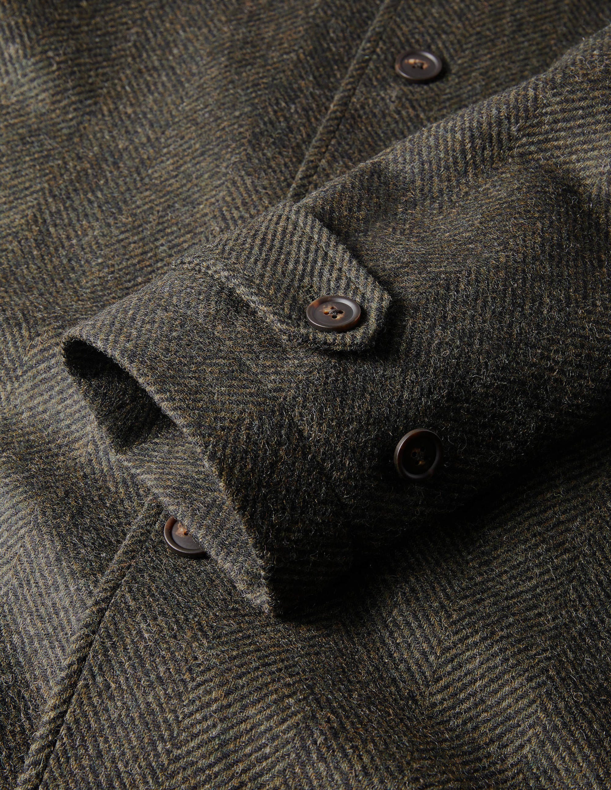 Eldon British Tweed Overcoat-Richmond Green Herringbone - Image 6