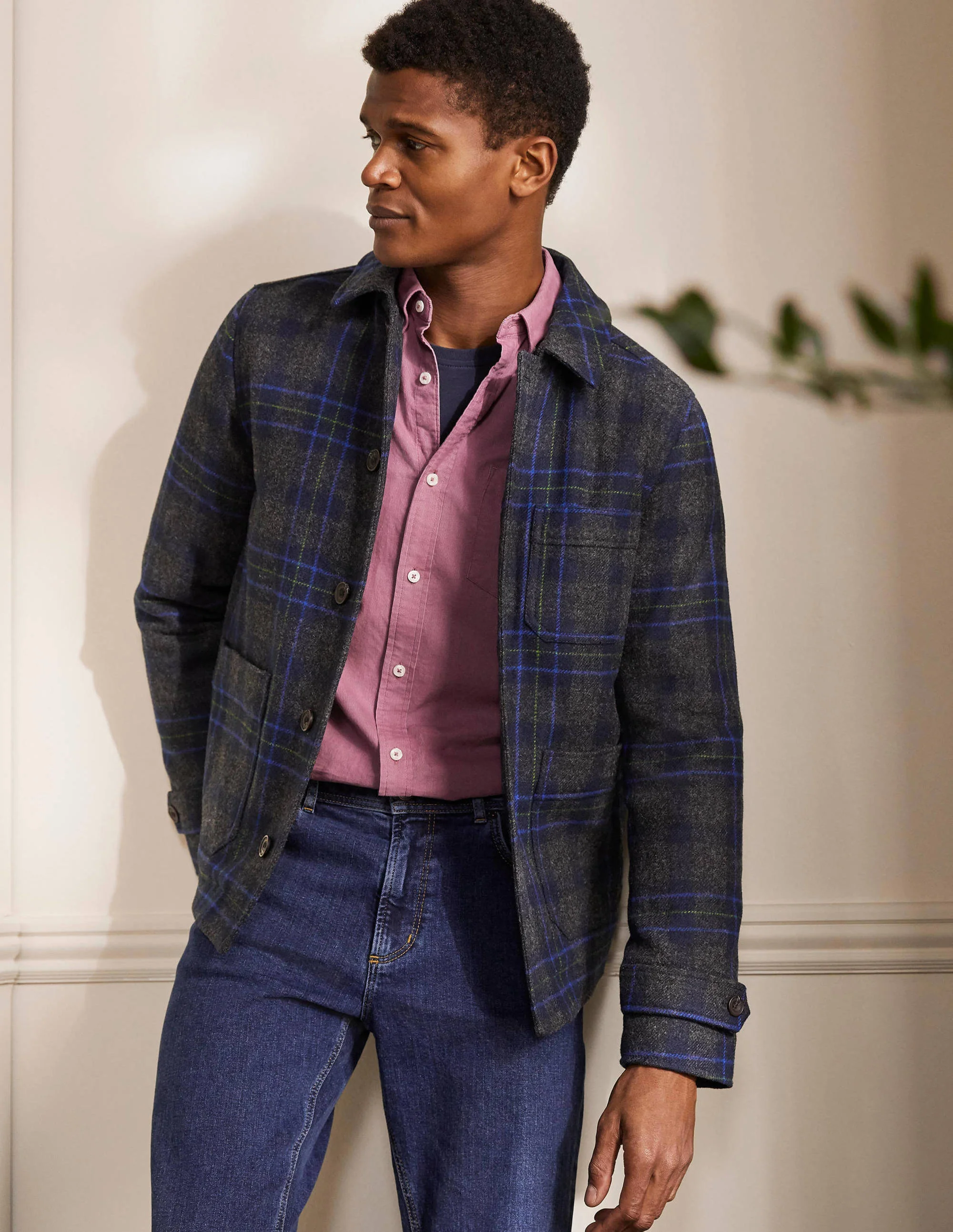 Elgin wool Jacket-Grey and Navy Check