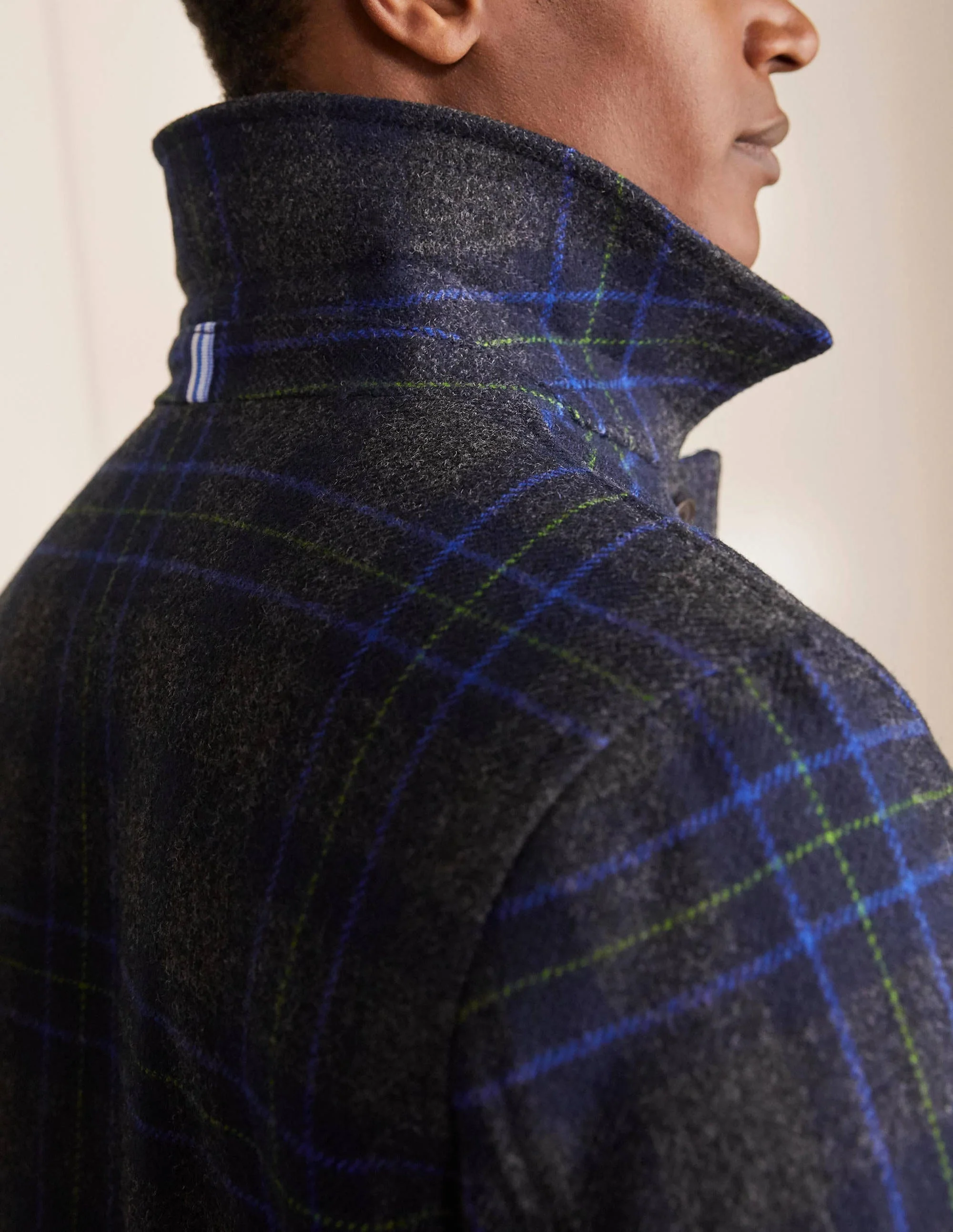Elgin wool Jacket-Grey and Navy Check - Image 2