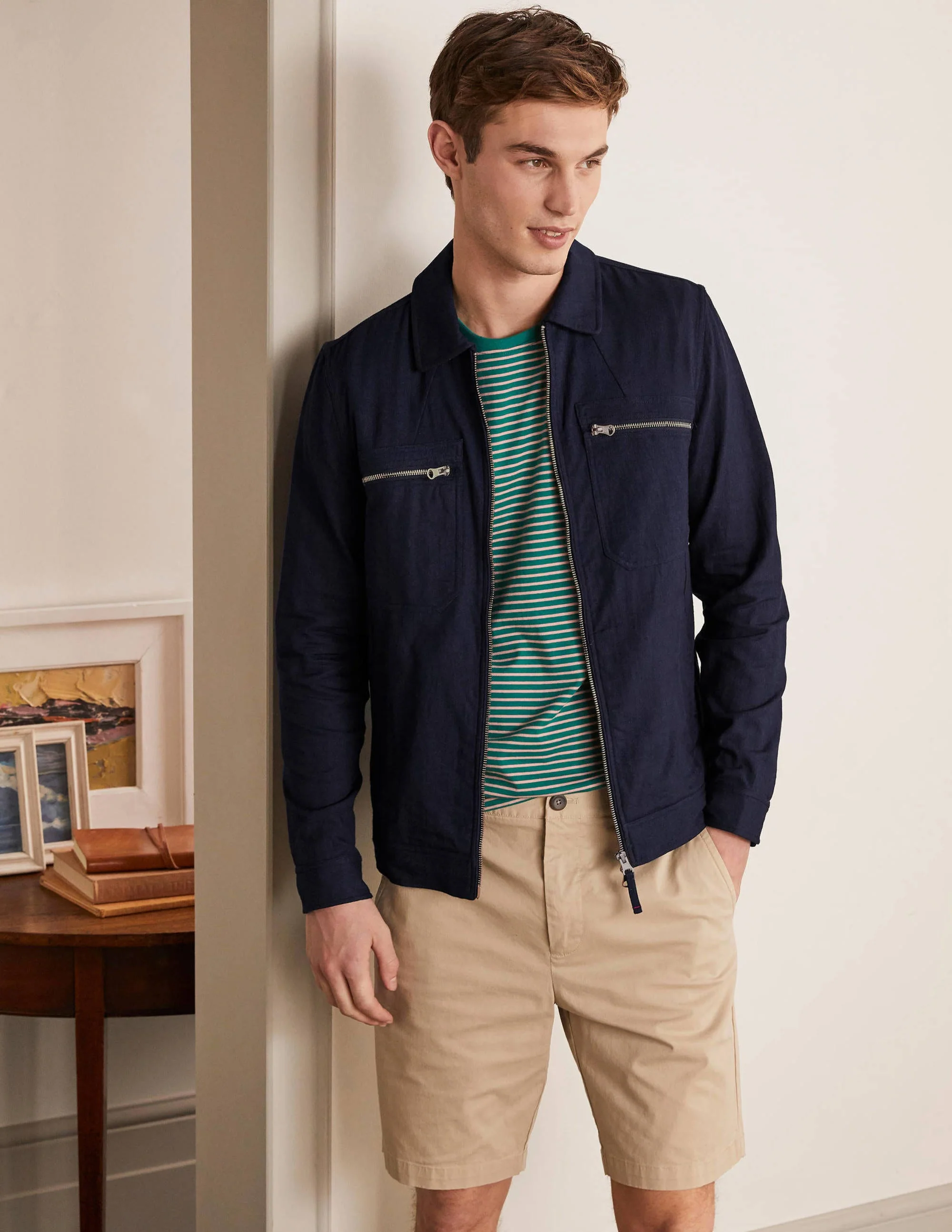 Exeter Herringbone Jacket-Indigo Herringbone Doublecloth