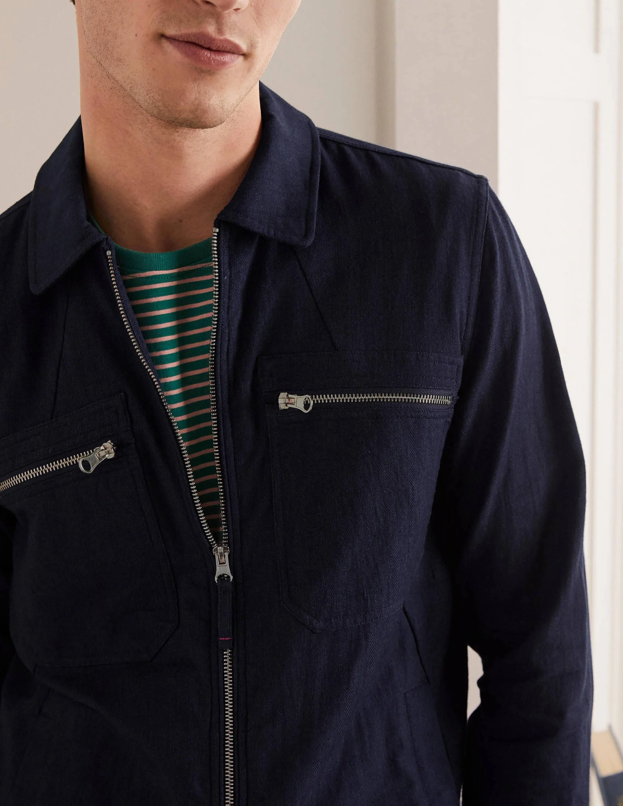 Exeter Herringbone Jacket-Indigo Herringbone Doublecloth - Image 2