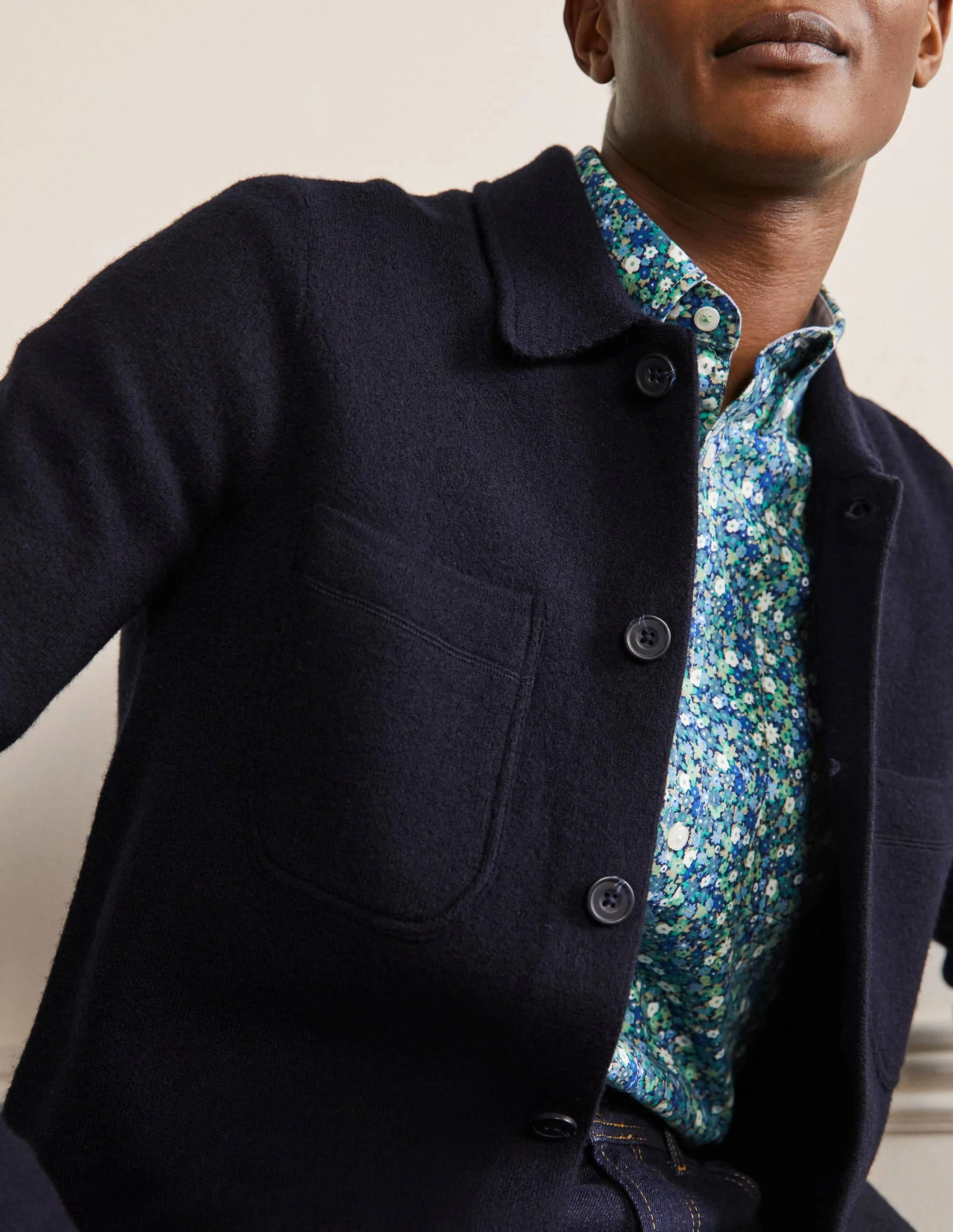 Farley Merino Knitted Jacket-Navy - Image 2