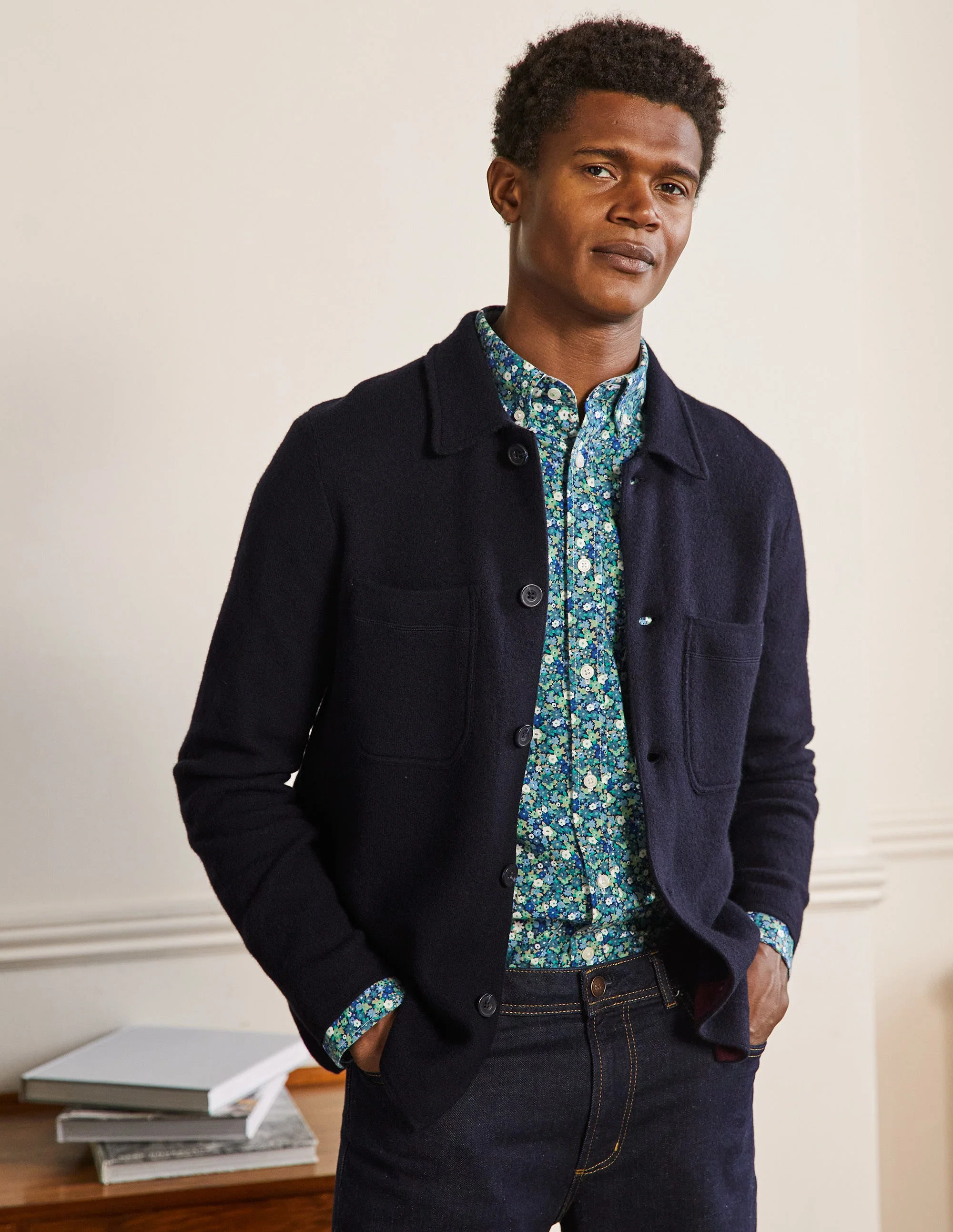 Farley Merino Knitted Jacket-Navy - Image 4