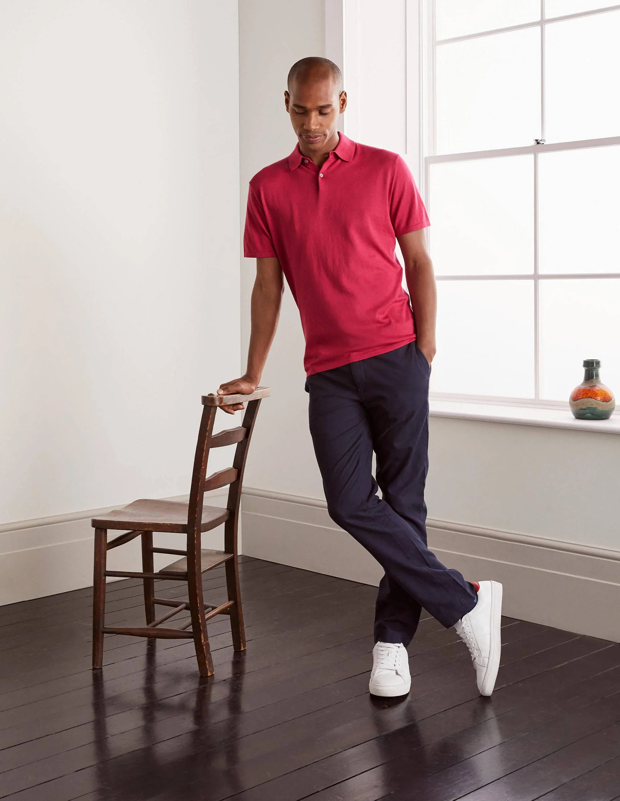 Finsbury Knitted Polo-Raspberry - Image 2