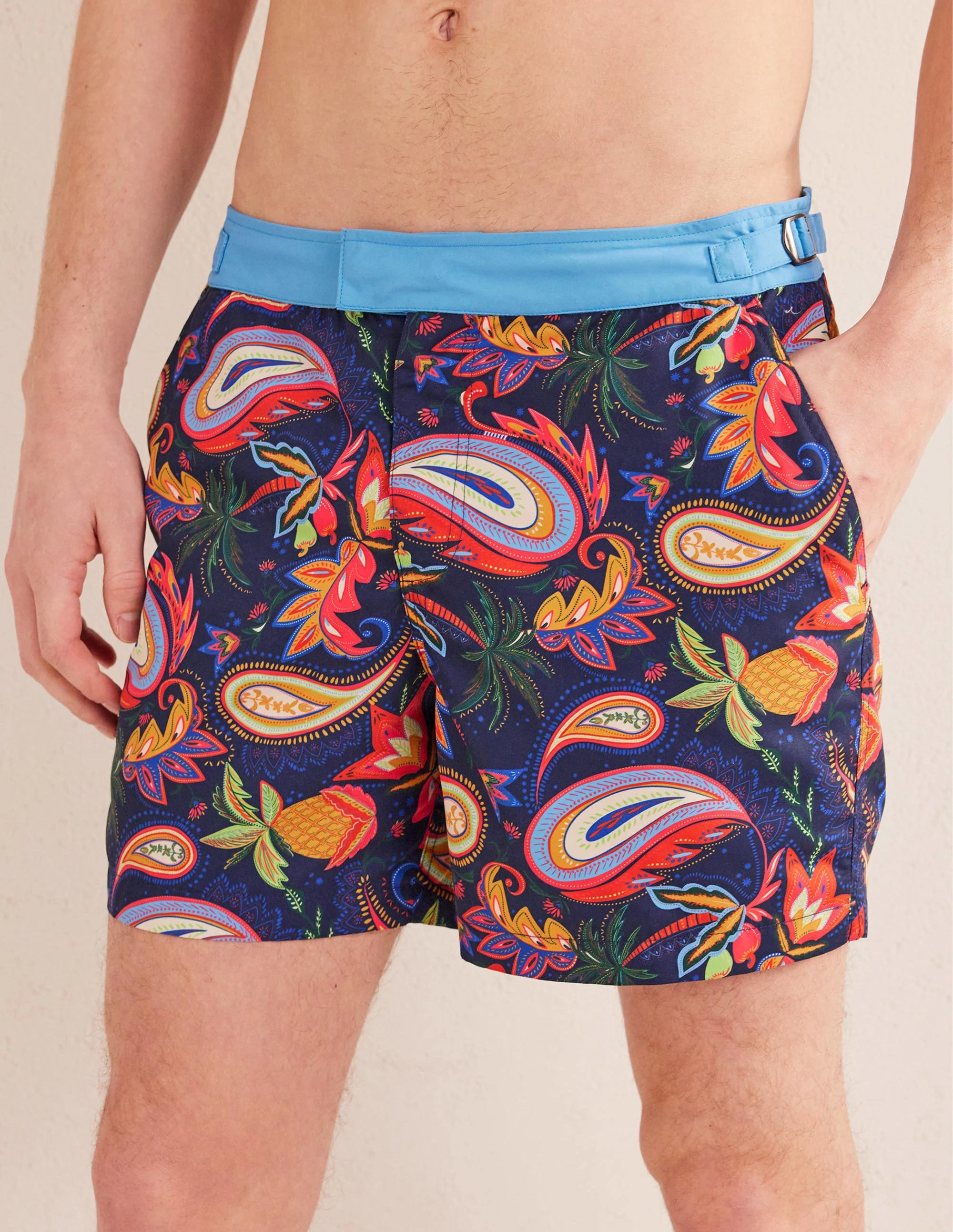Fixed Waist Swim Short-Multi Pineapple Paisley - Image 4