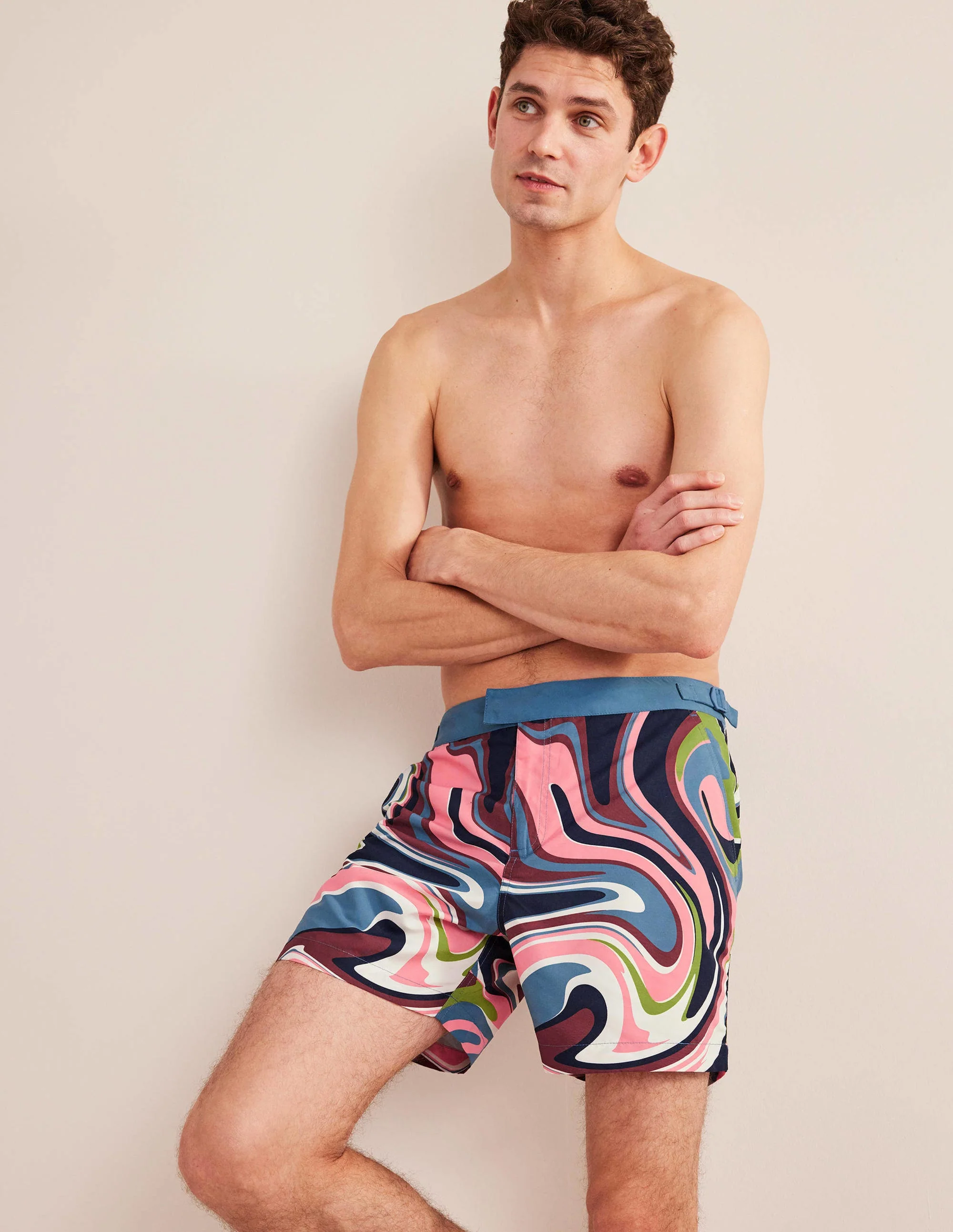 Fixed Waist Swim Short-Multi Utopia Swirl