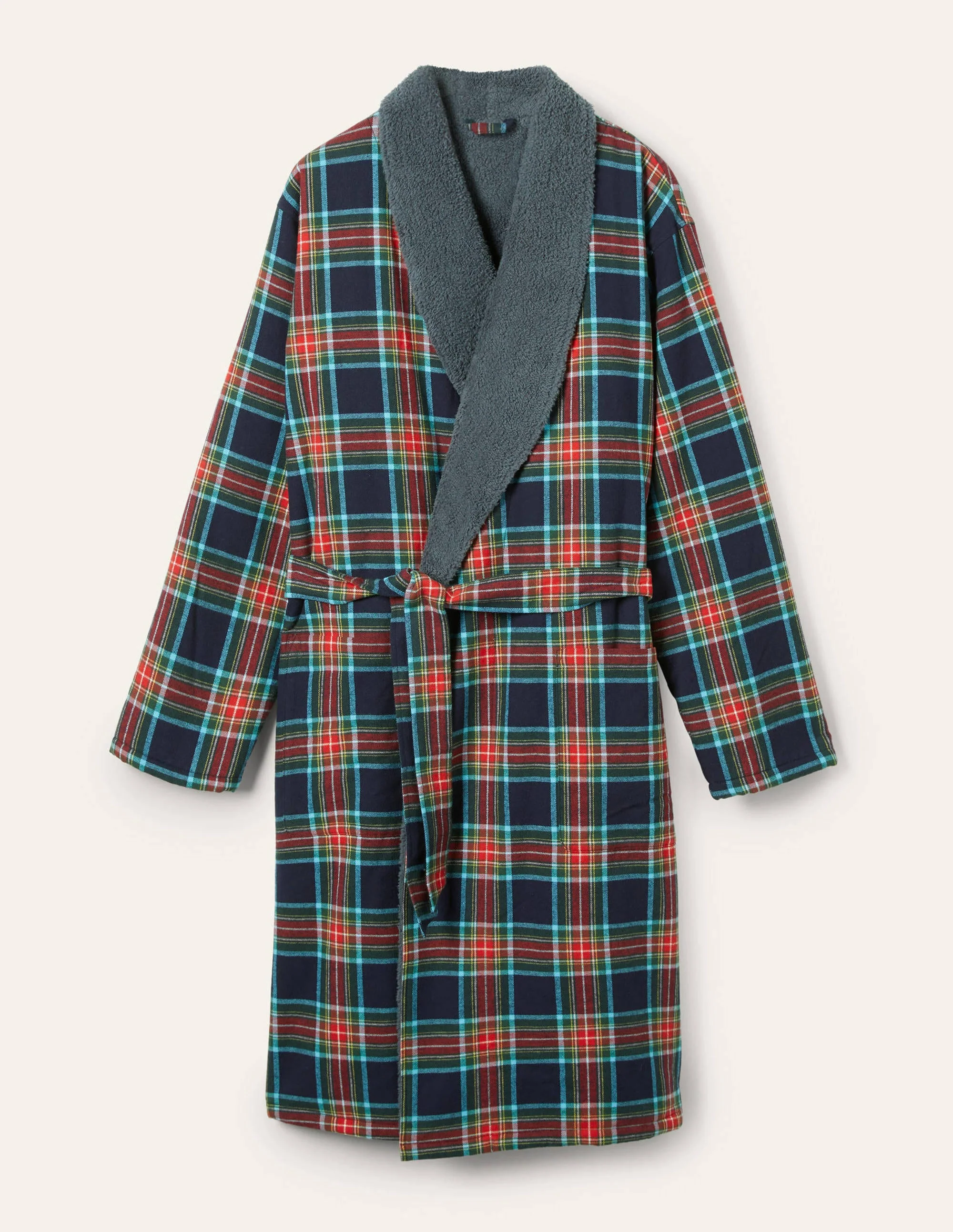 Flannel Robe-Navy and Rockabilly Red Check - Image 5