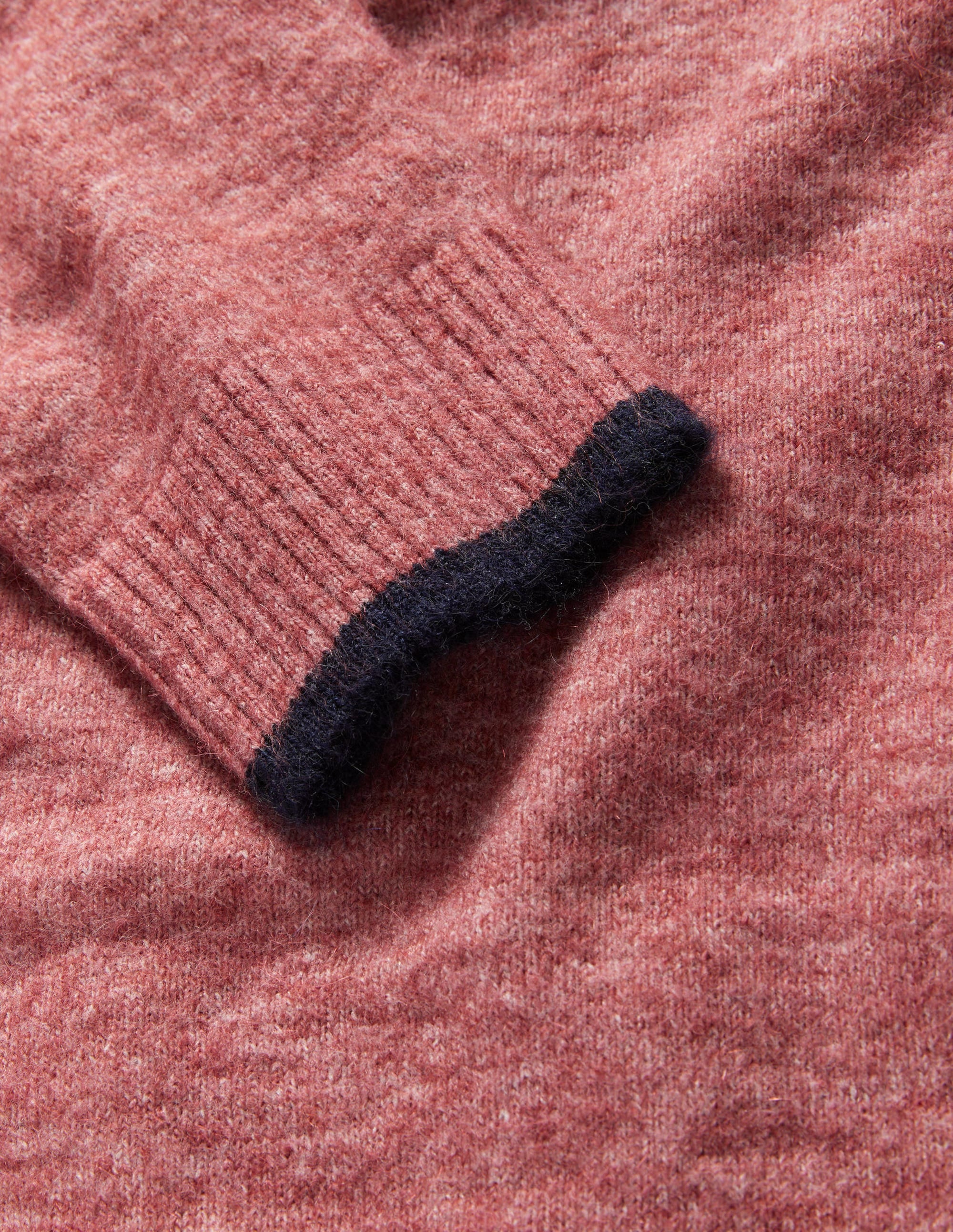 Fluffy Crew Neck Sweater-Blush Pink Melange - Image 7