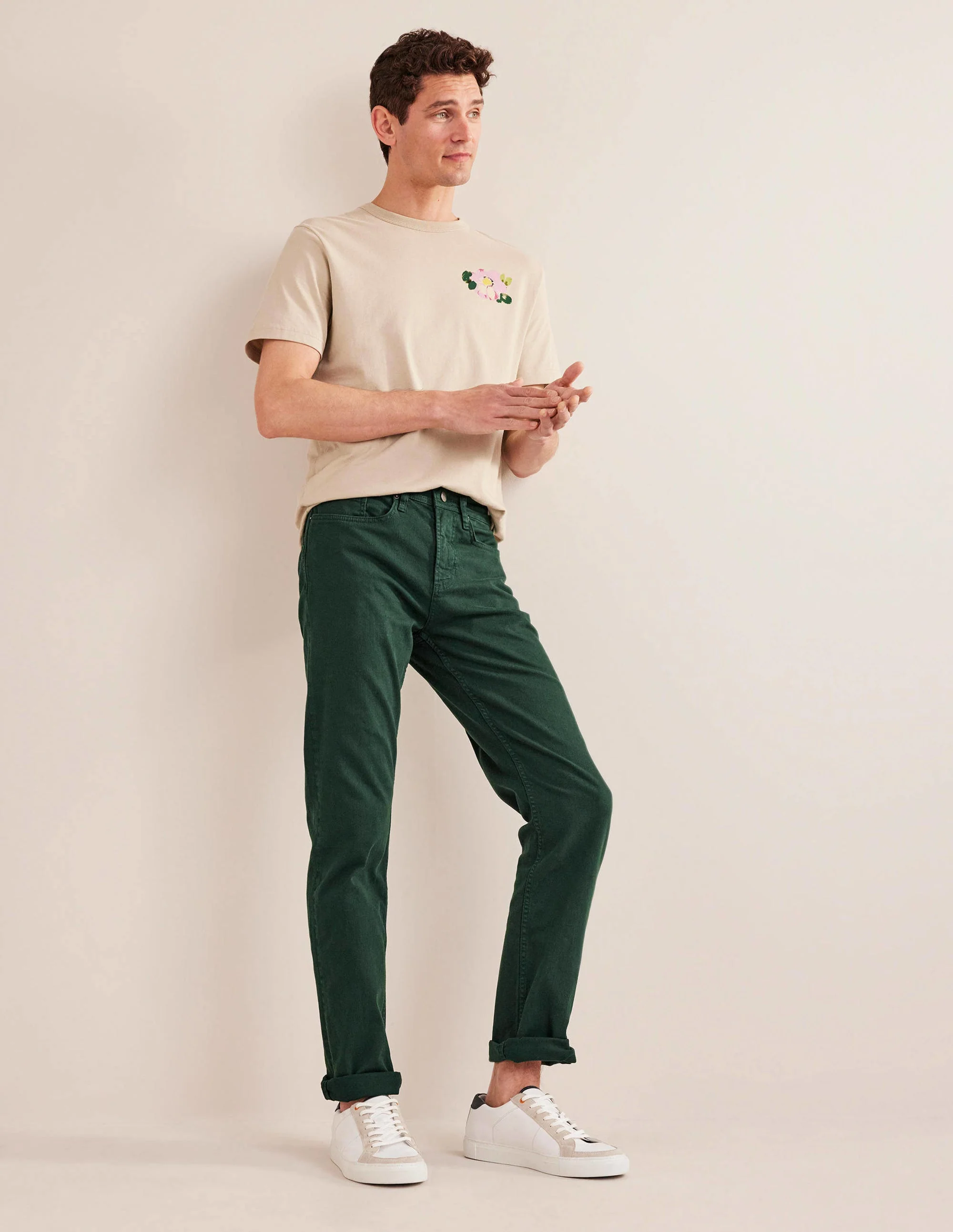 Garment Dye 5 Pocket Trousers-Palm Leaf