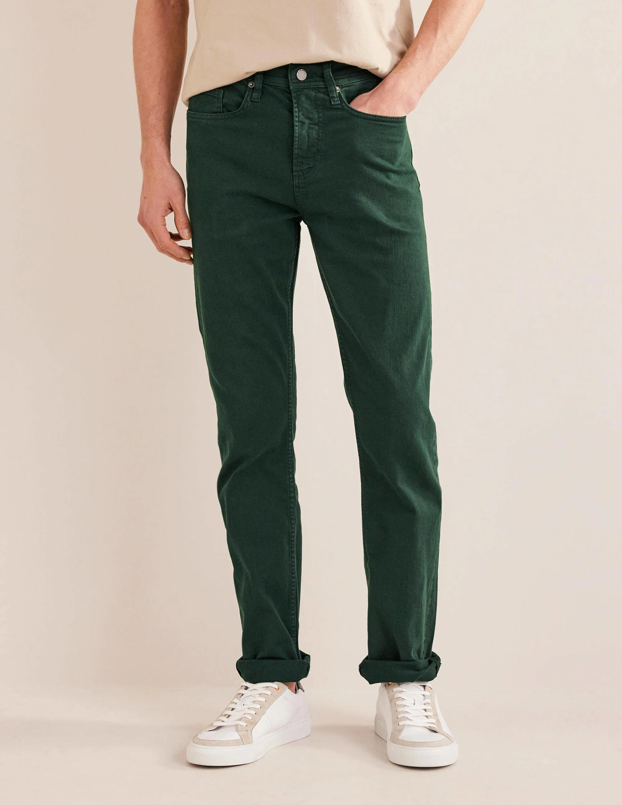Garment Dye 5 Pocket Trousers-Palm Leaf - Image 4