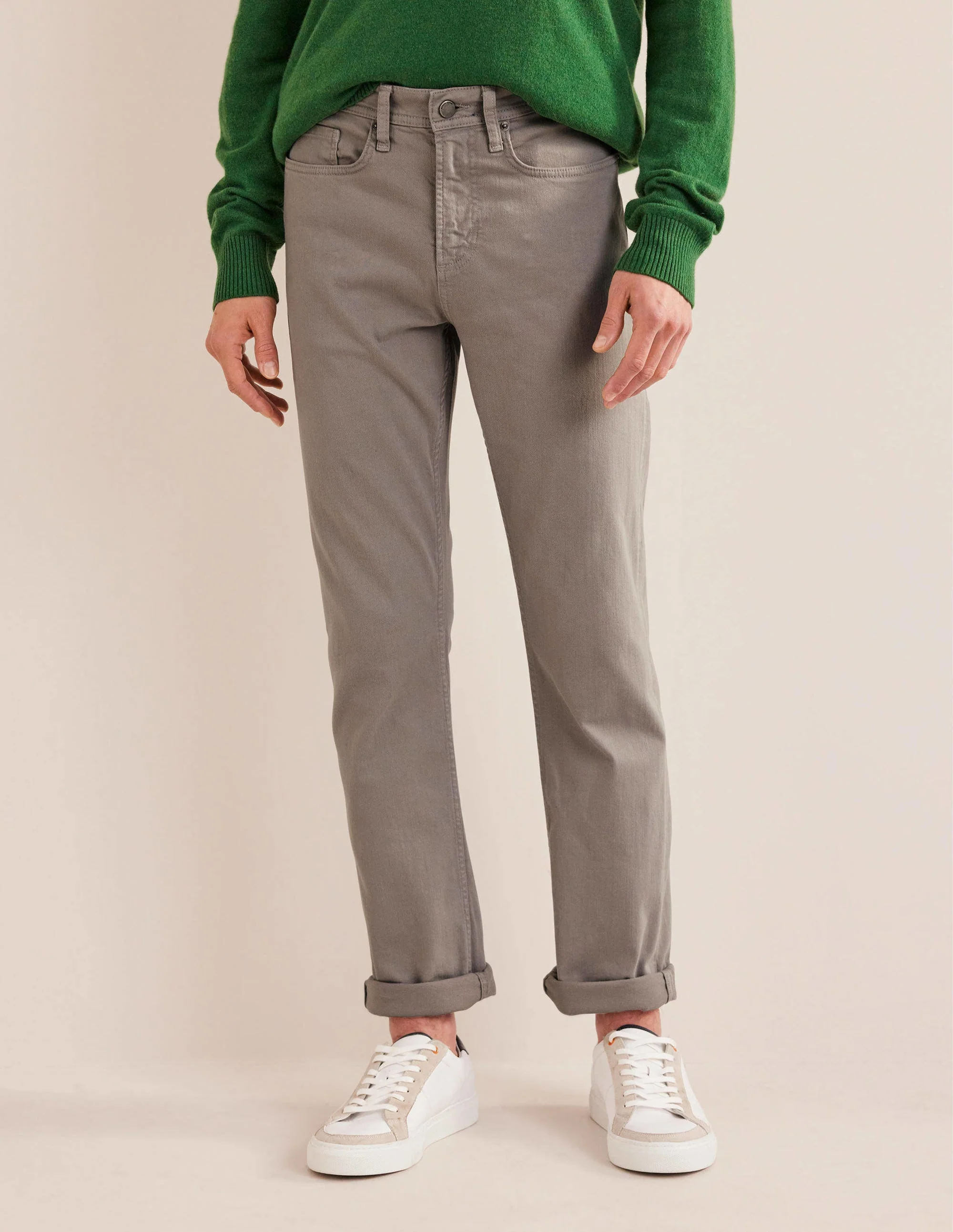 Garment Dye 5 Pocket Trousers-Stone - Image 4