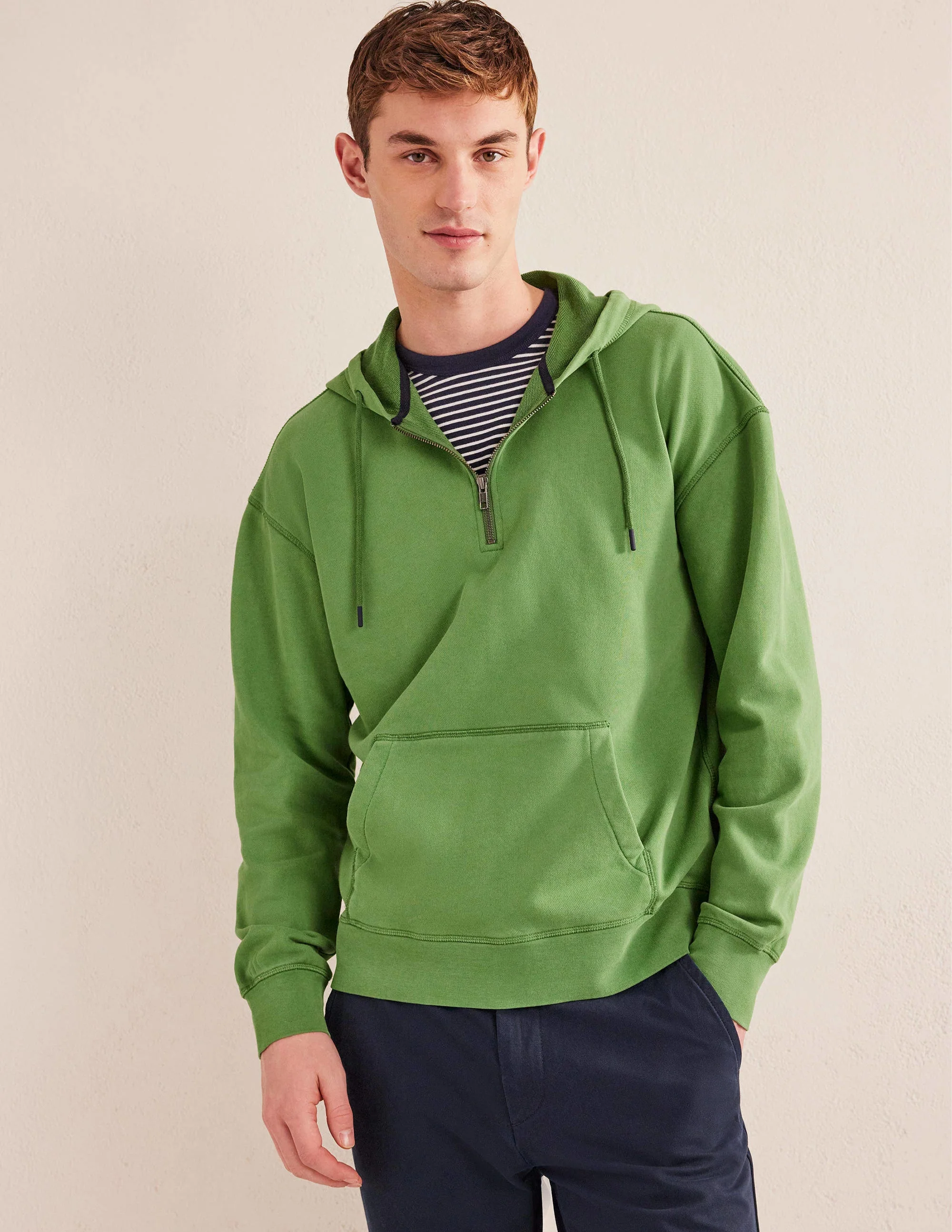 Garment Dye Half Zip Hoodie-Safari Green - Image 4