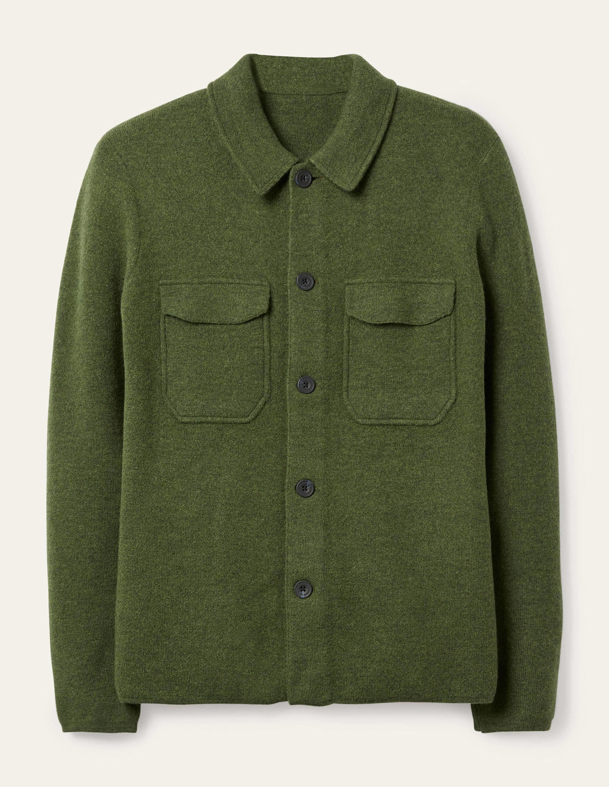 Haddon Merino Knitted Jacket-Dark Olive Melange - Image 6