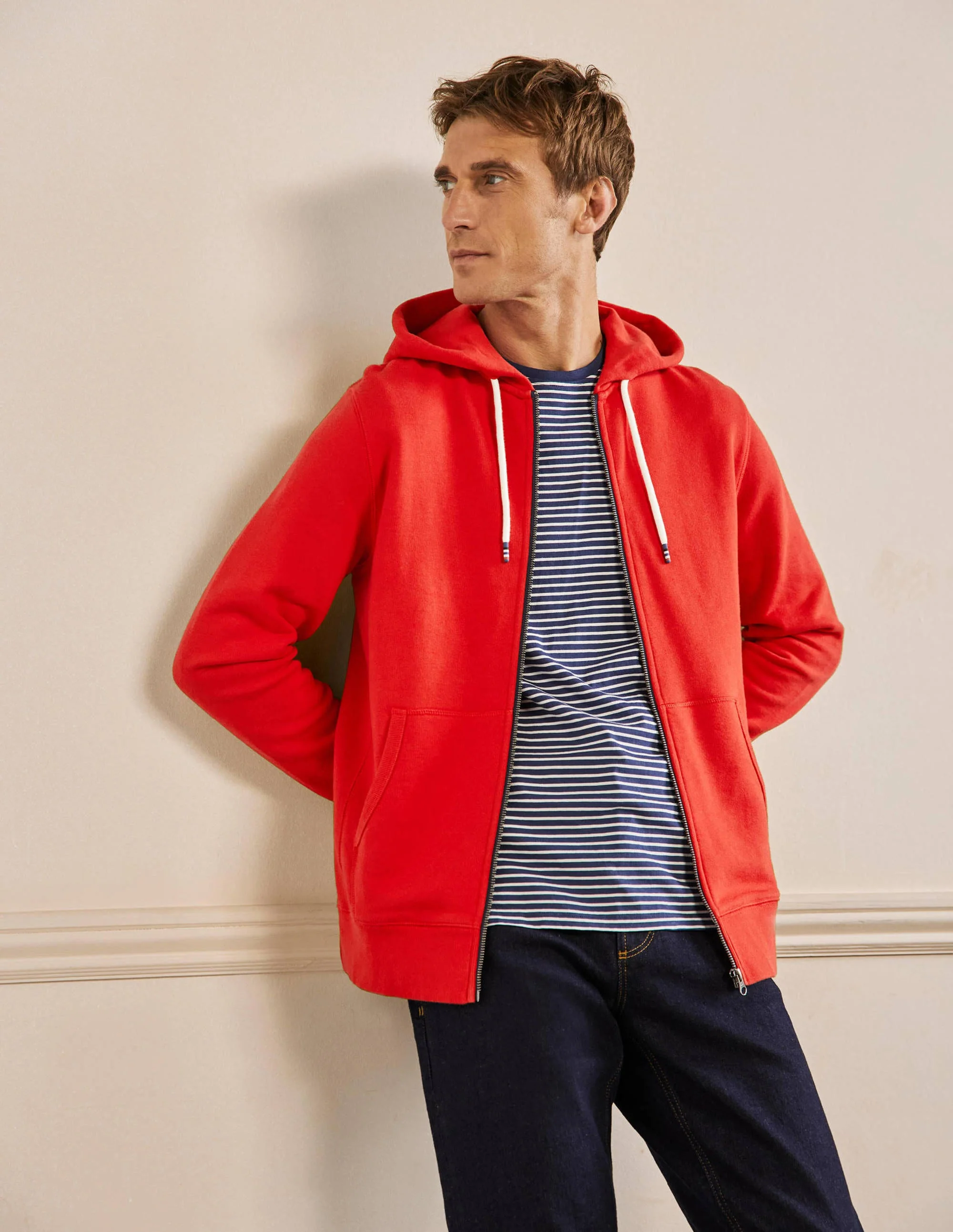 Irvine Zip Up Hoodie-Post Box Red - Image 4
