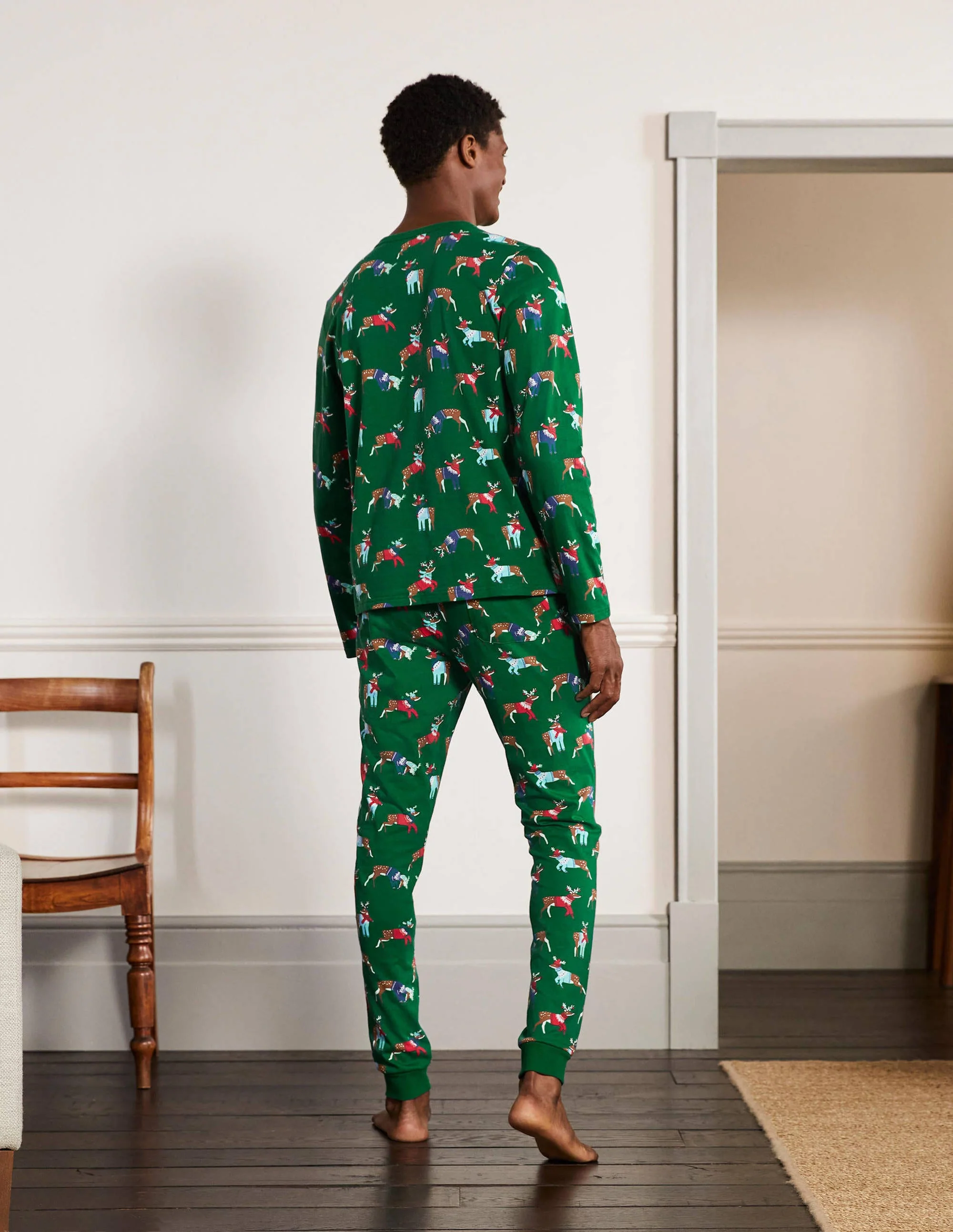 Jersey Pajama Set-Forest Glow Reindeer - Image 3