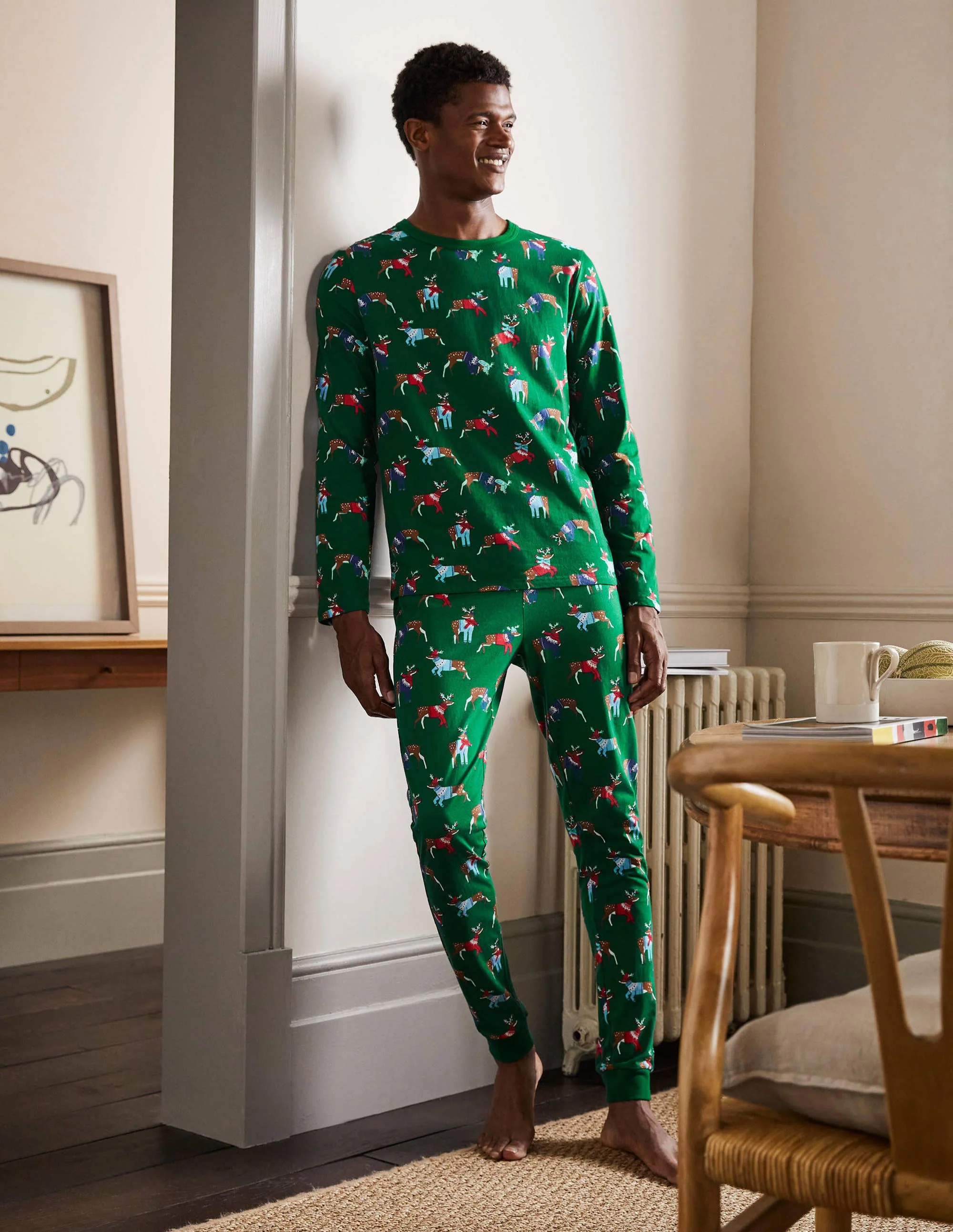 Jersey Pajama Set-Forest Glow Reindeer - Image 4