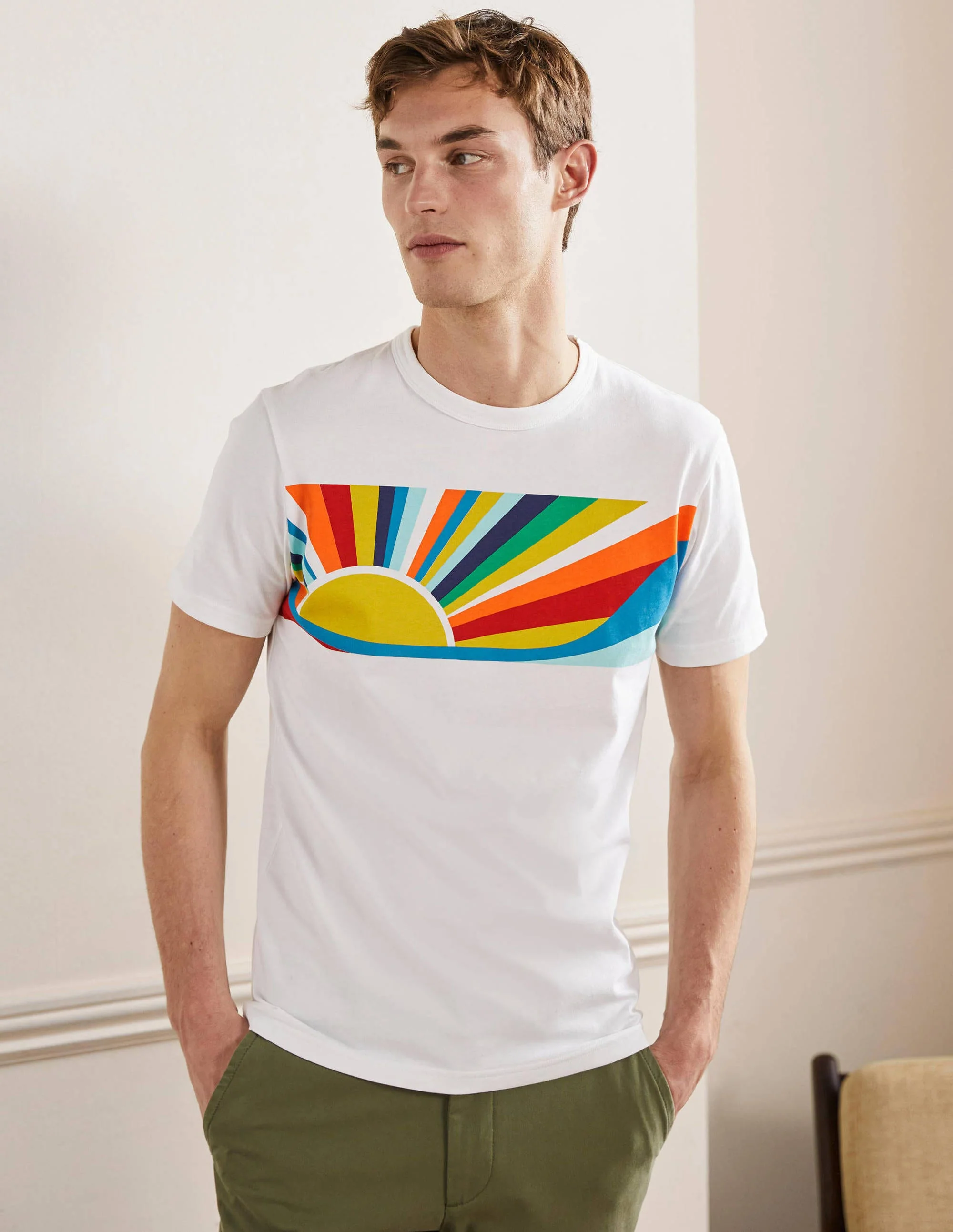 Kingston T-shirt-White Rainbow Sunset