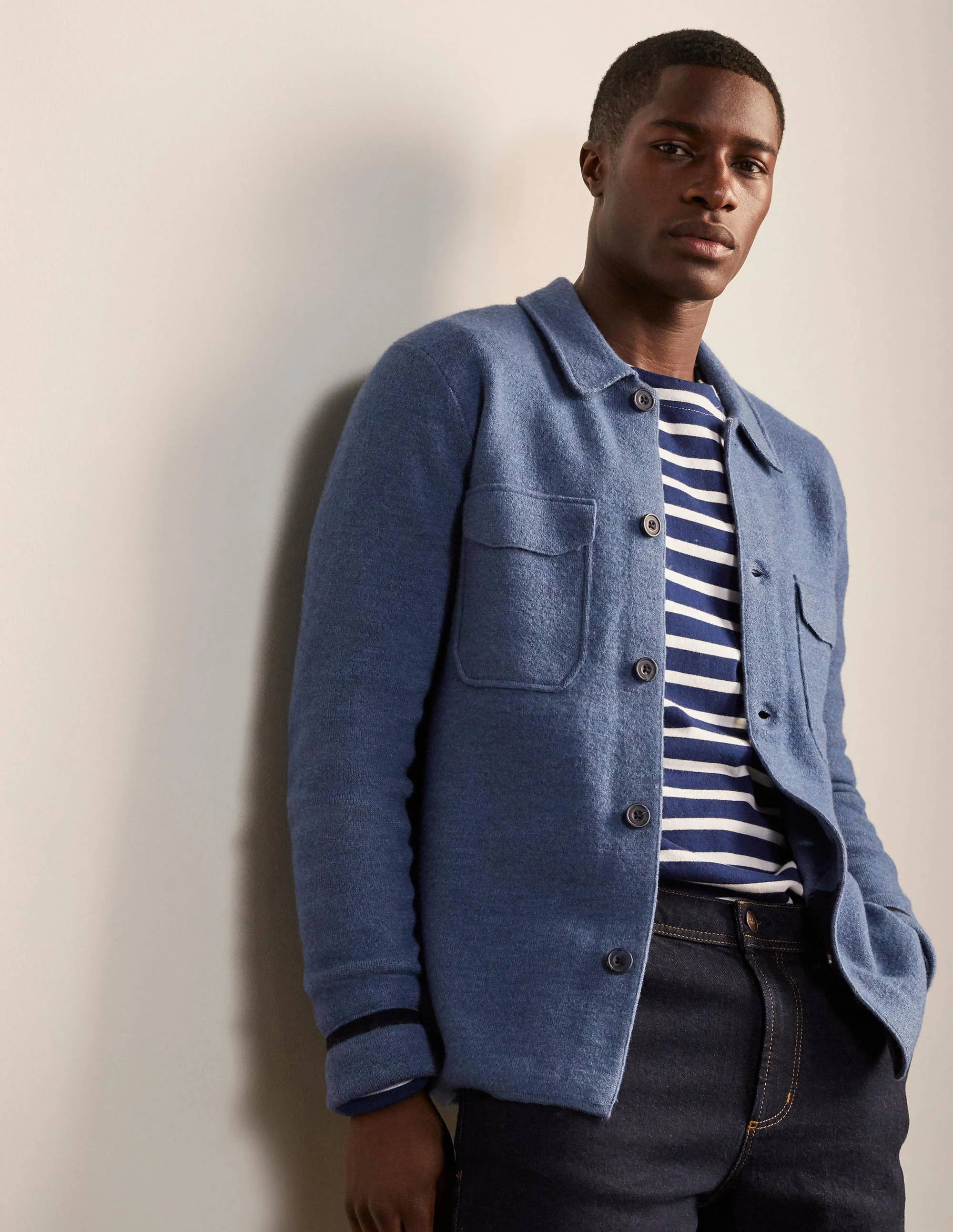 Knitted Jacket-Blue Steel