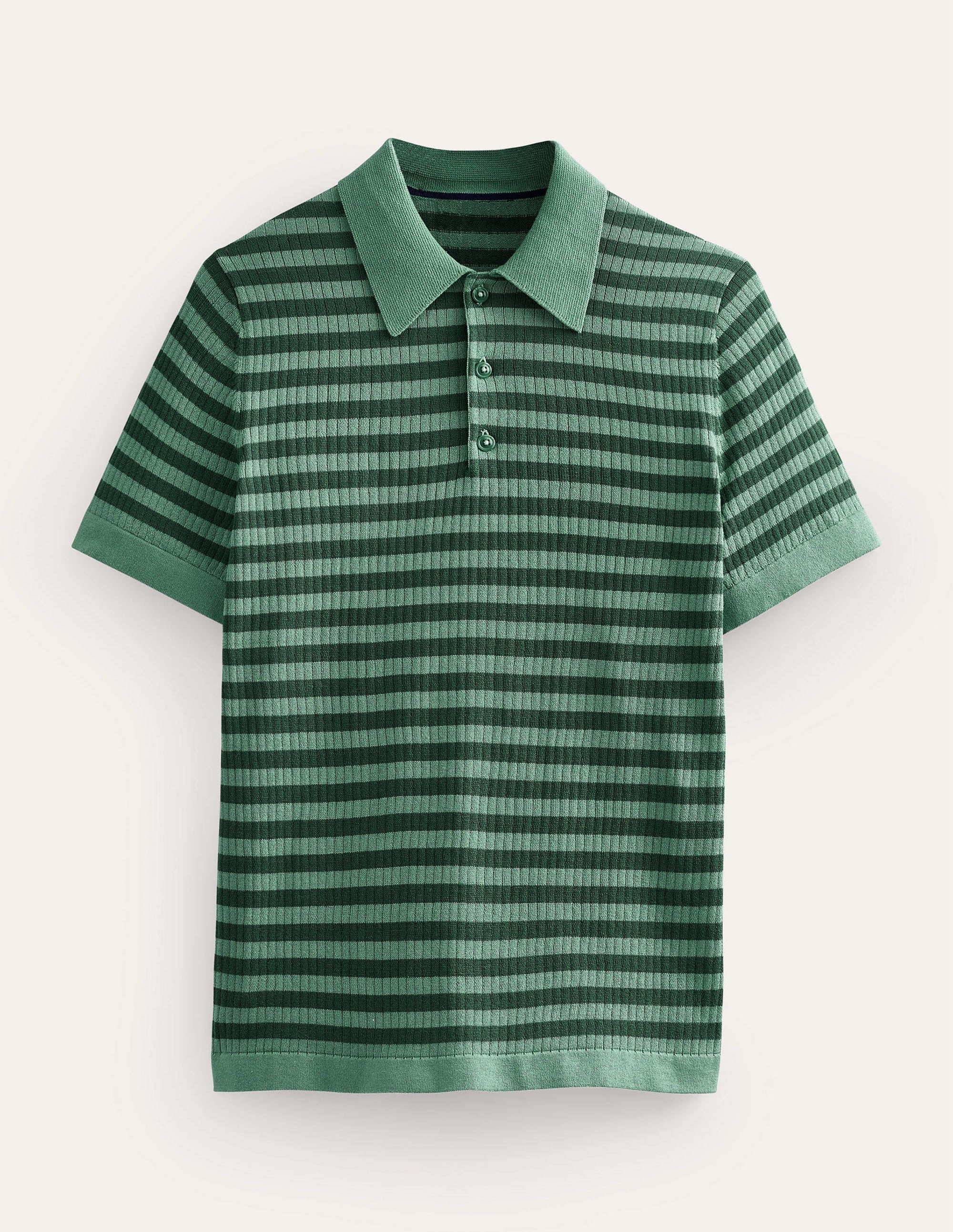 Knitted Ribbed Polo-Deep Sea Stripe - Image 5