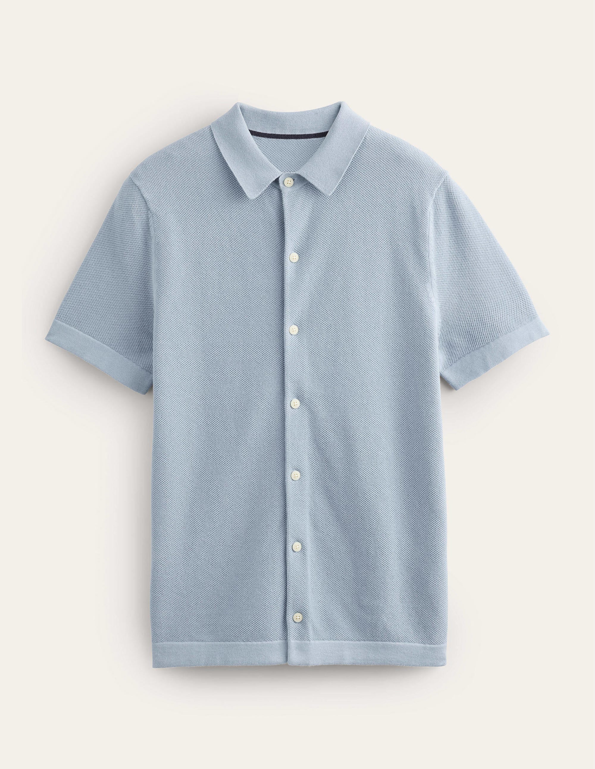 Knitted Short Sleeve Shirt-Washed Blue - Image 5
