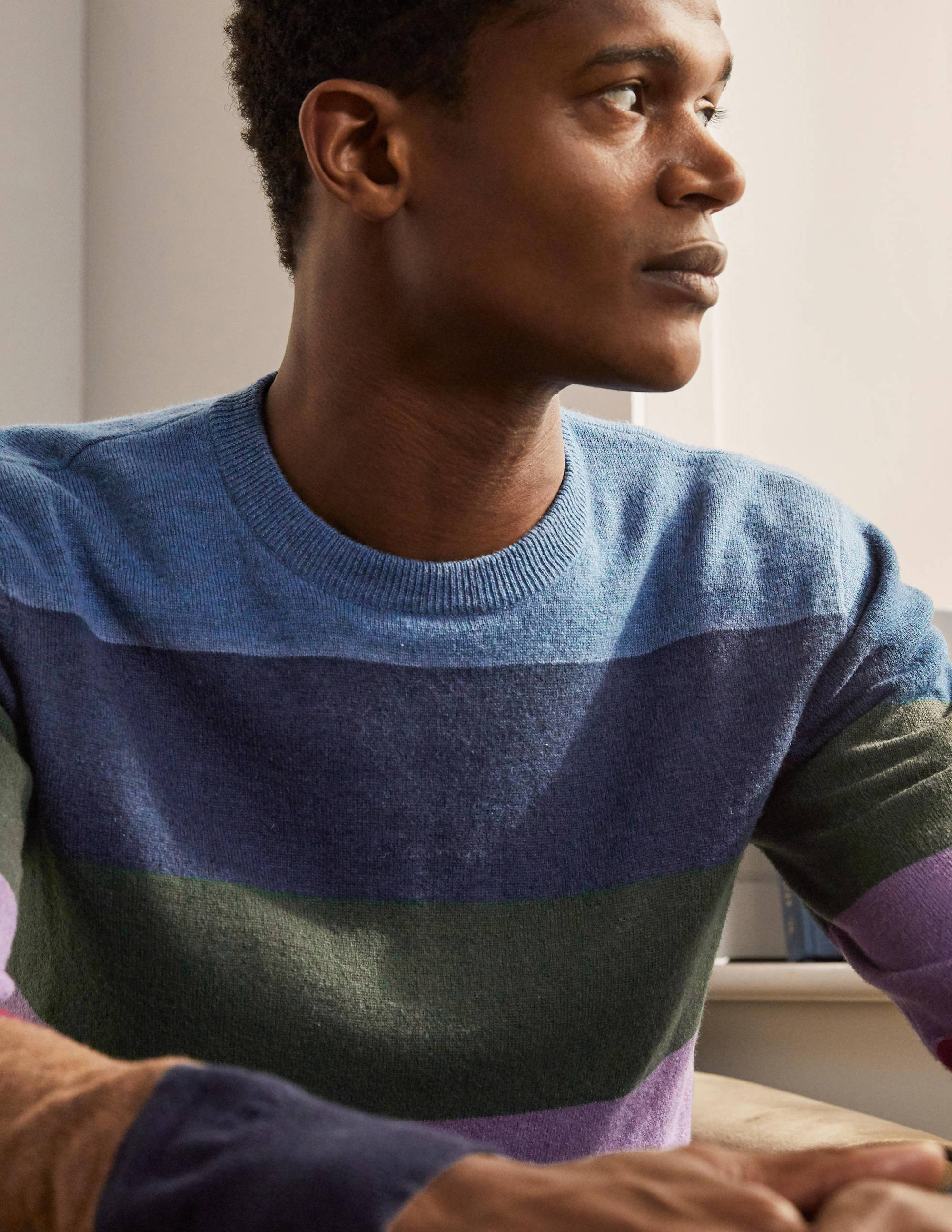 Lambswool Blend Crew Neck-Rainbow Stripe - Image 4