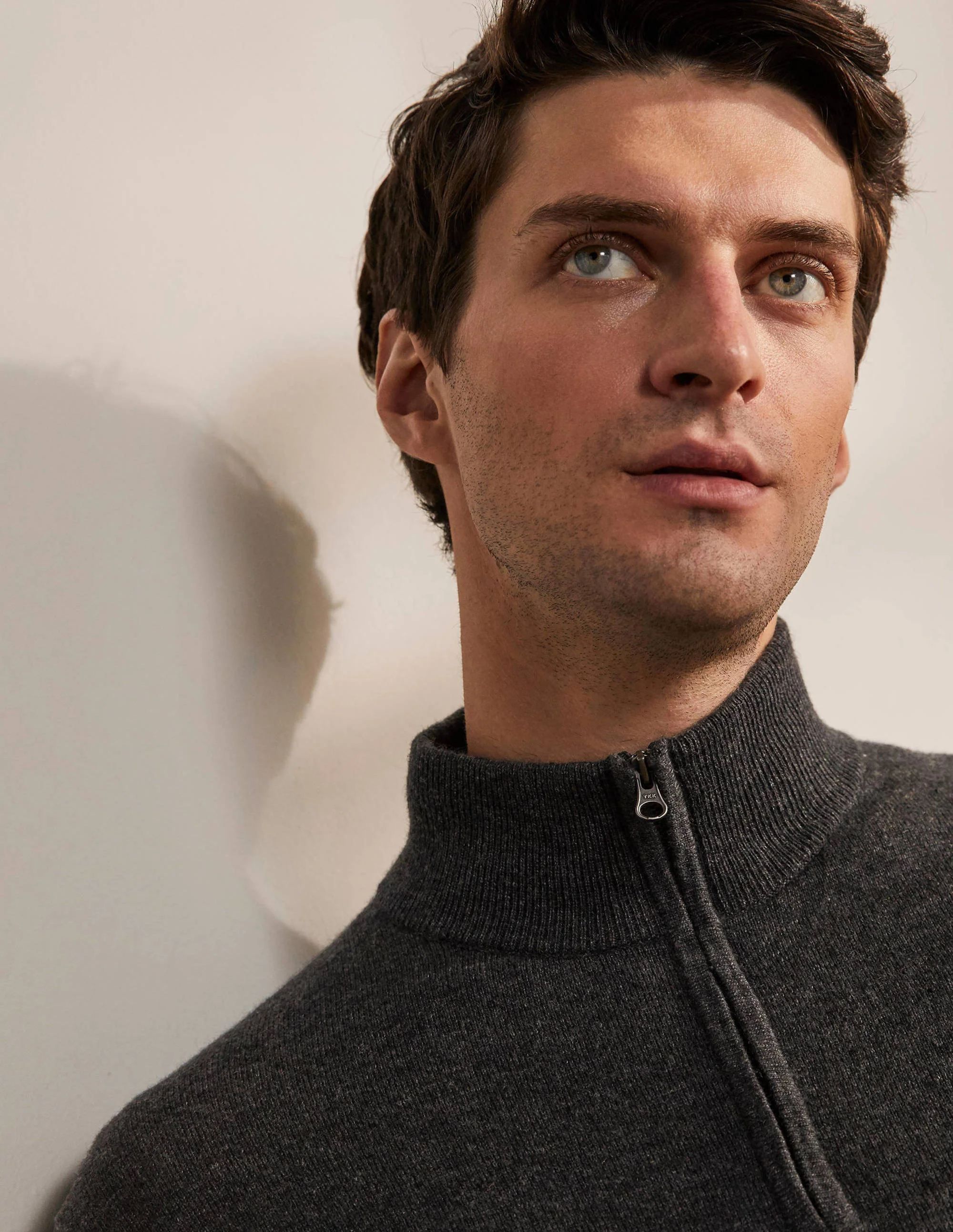 Lambswool  Blend Half-Zip-Charcoal Melange - Image 4