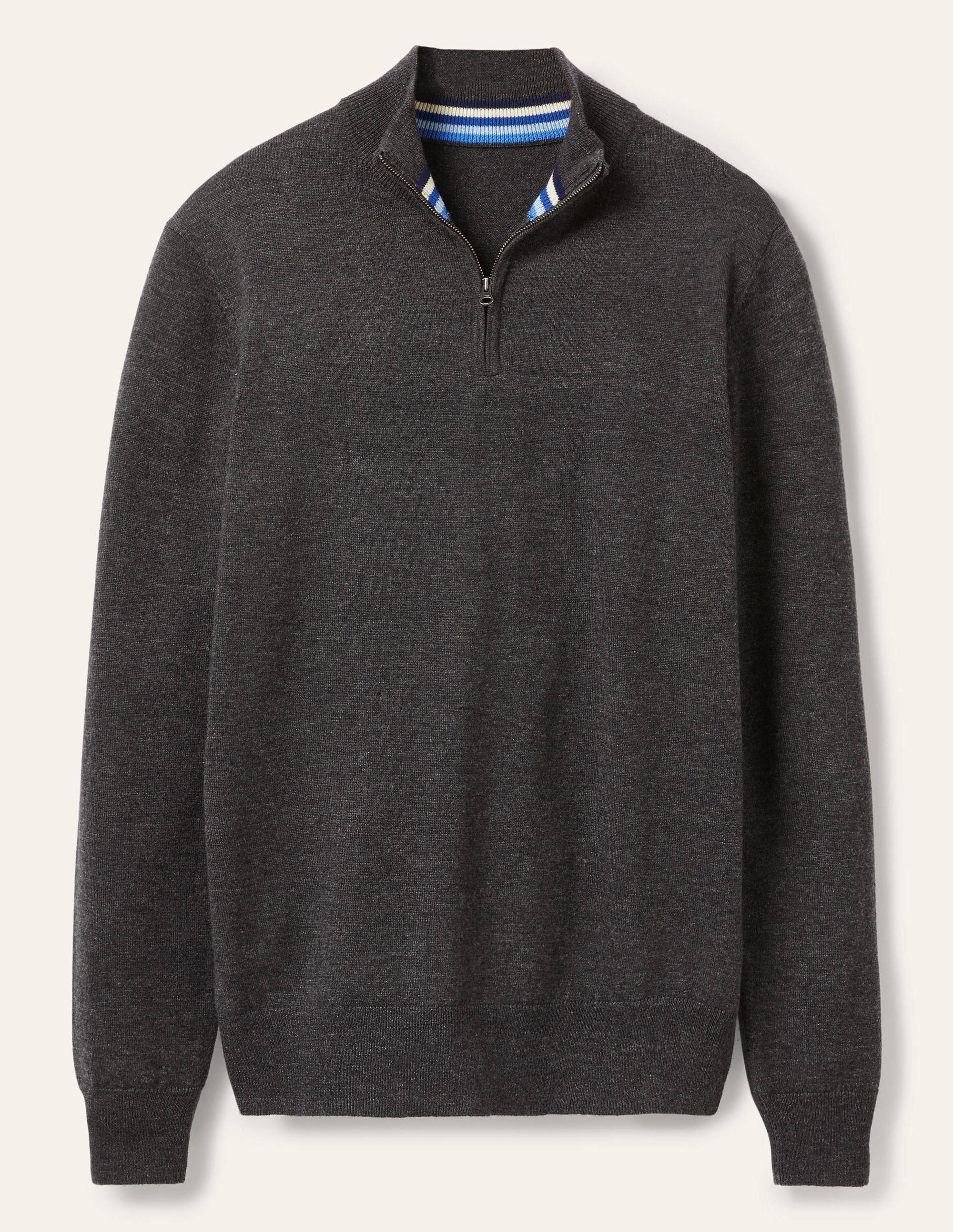 Lambswool  Blend Half-Zip-Charcoal Melange - Image 5