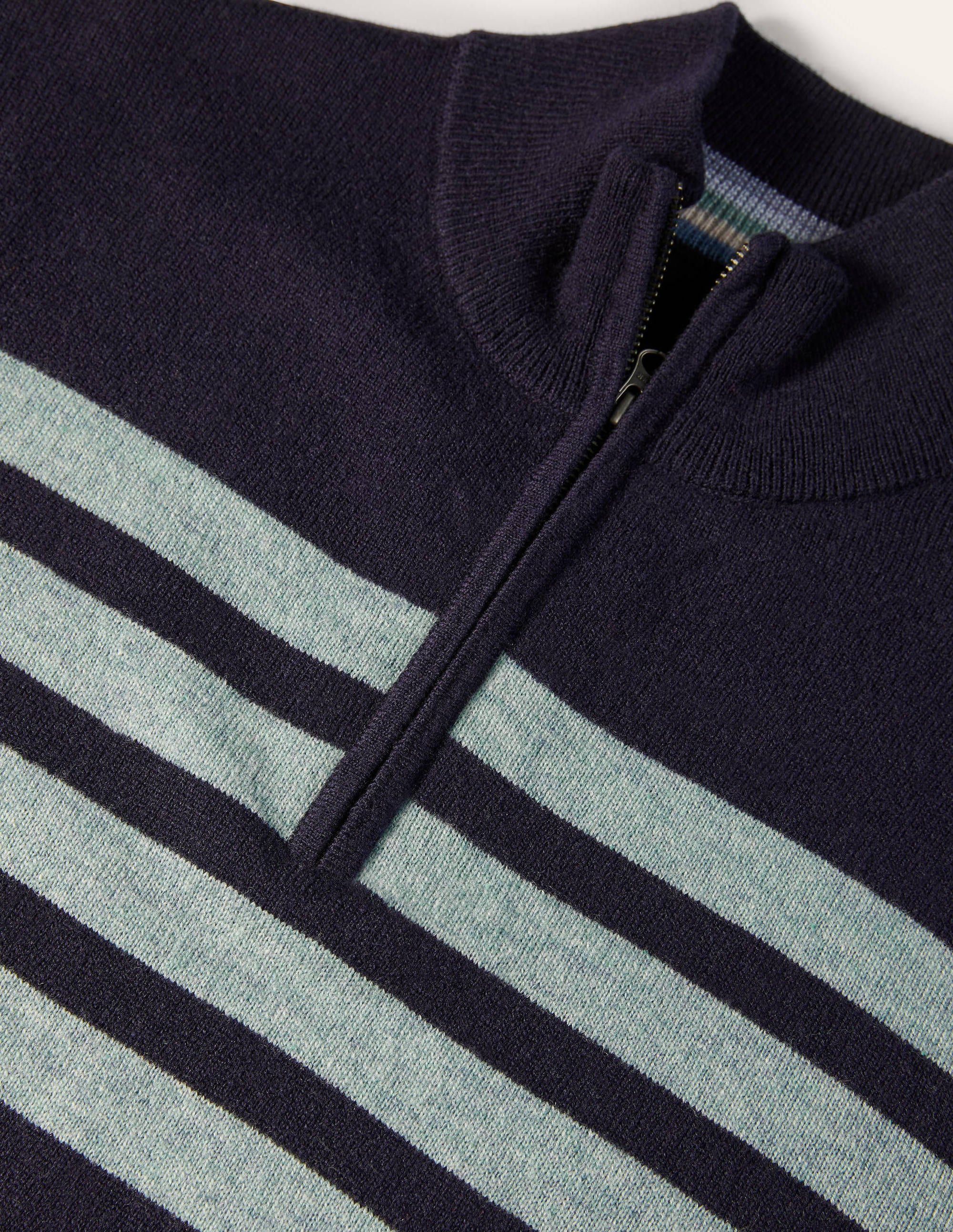 Lambswool  Blend Half-Zip-Navy/Topaz Stripe - Image 6