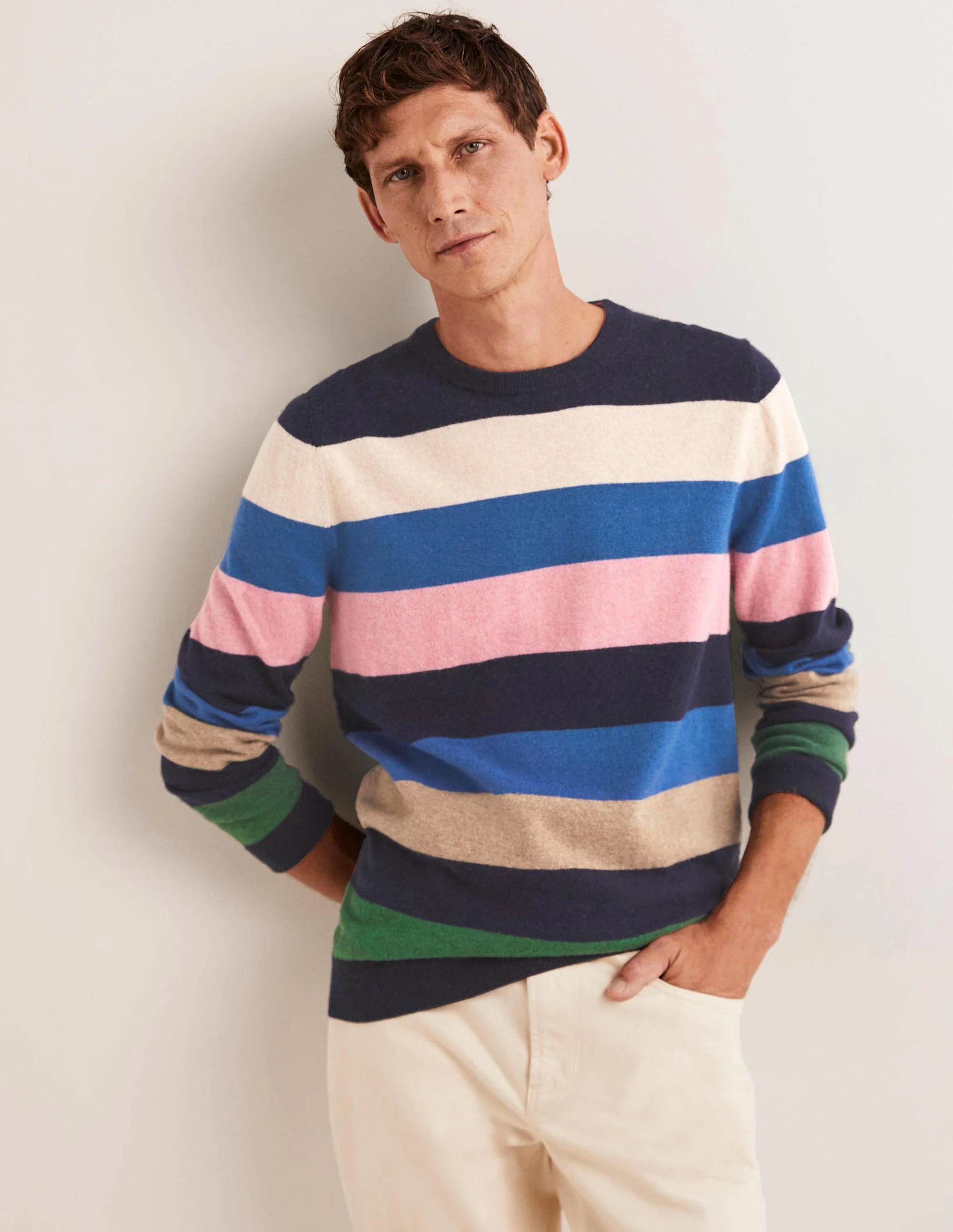 Lambswool Crew Neck-Multi Stripe