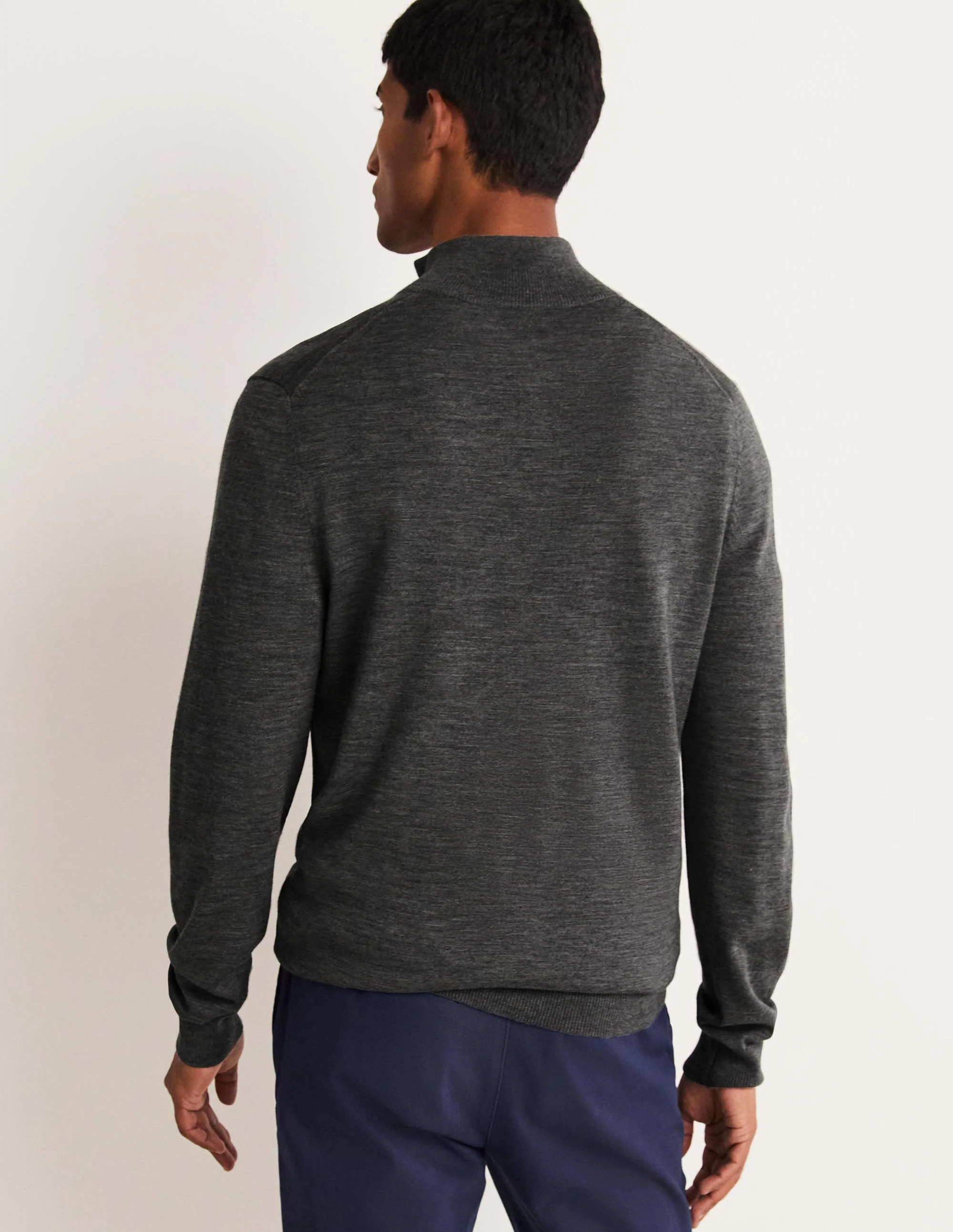 Lambswool Half-Zip-Charcoal Melange - Image 3