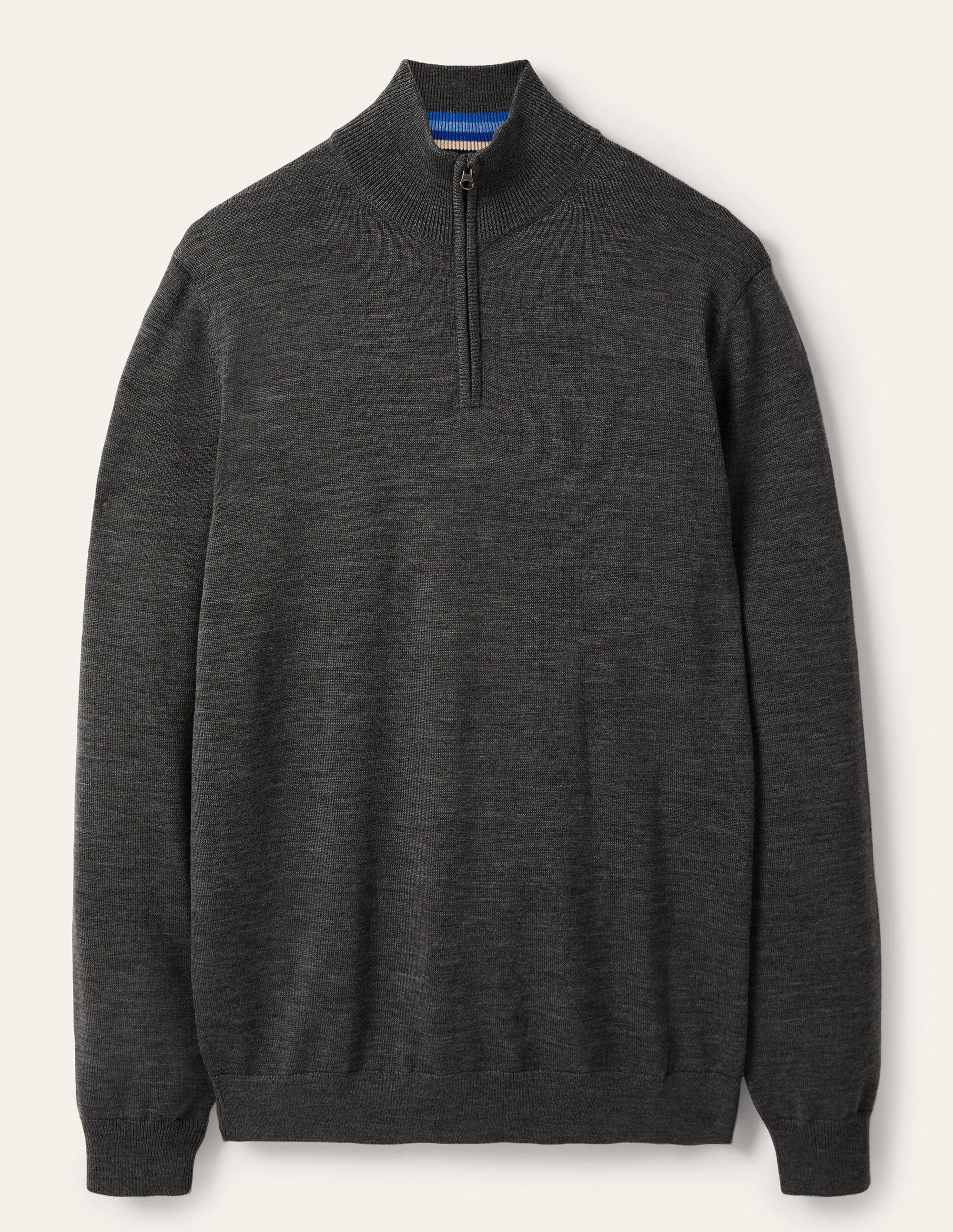 Lambswool Half-Zip-Charcoal Melange - Image 7