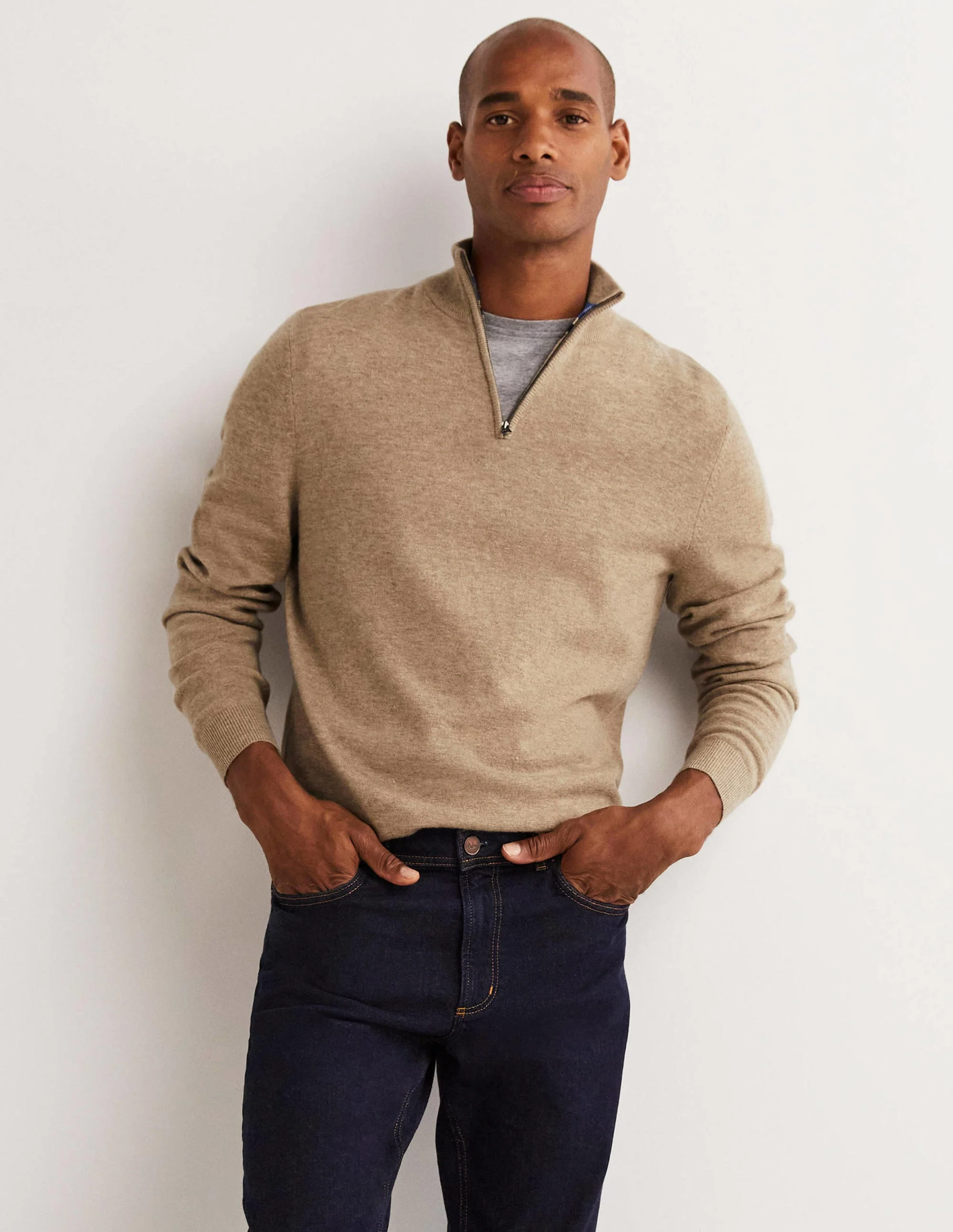 Lambswool Half-Zip-Chinchilla Melange