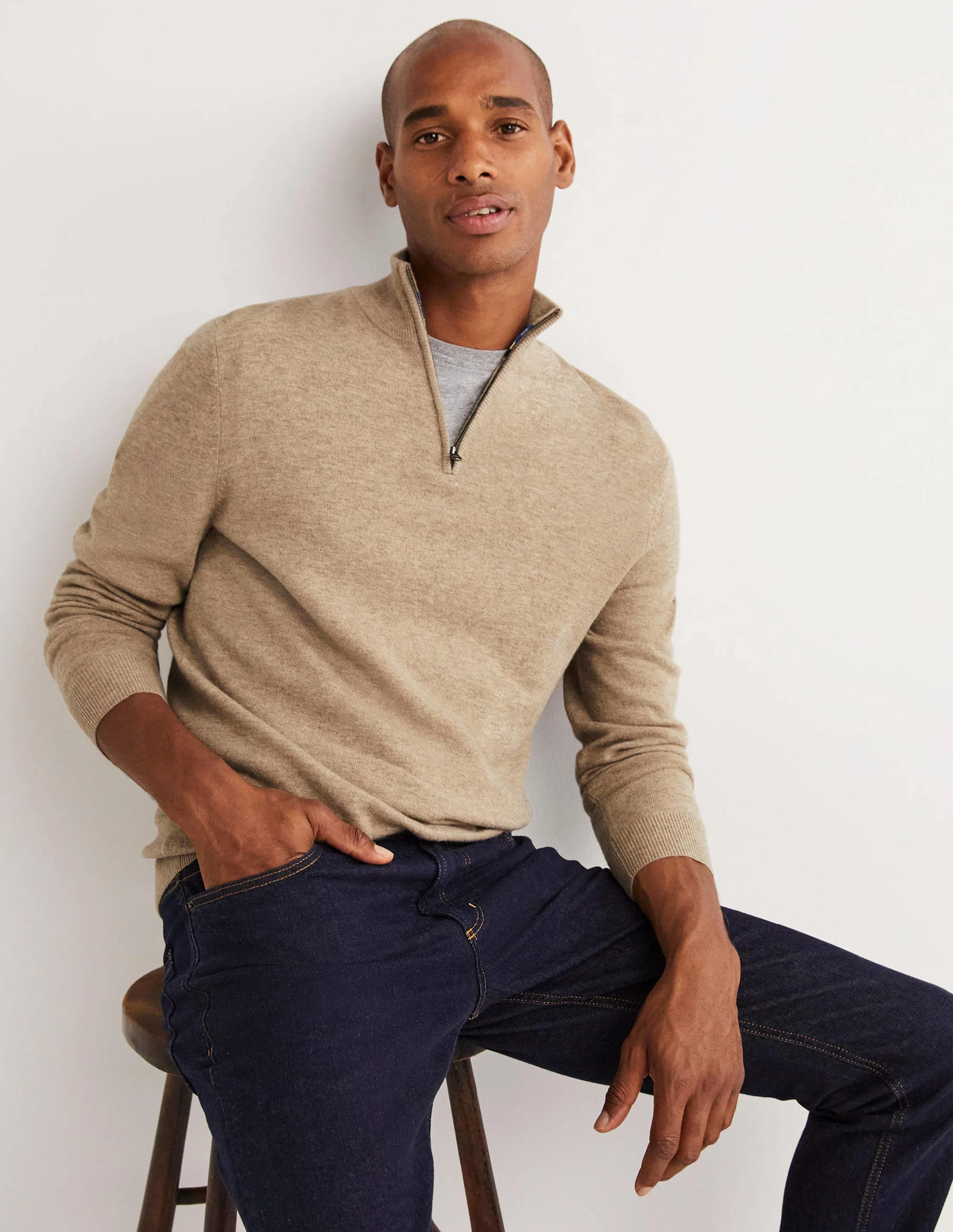 Lambswool Half-Zip-Chinchilla Melange - Image 4