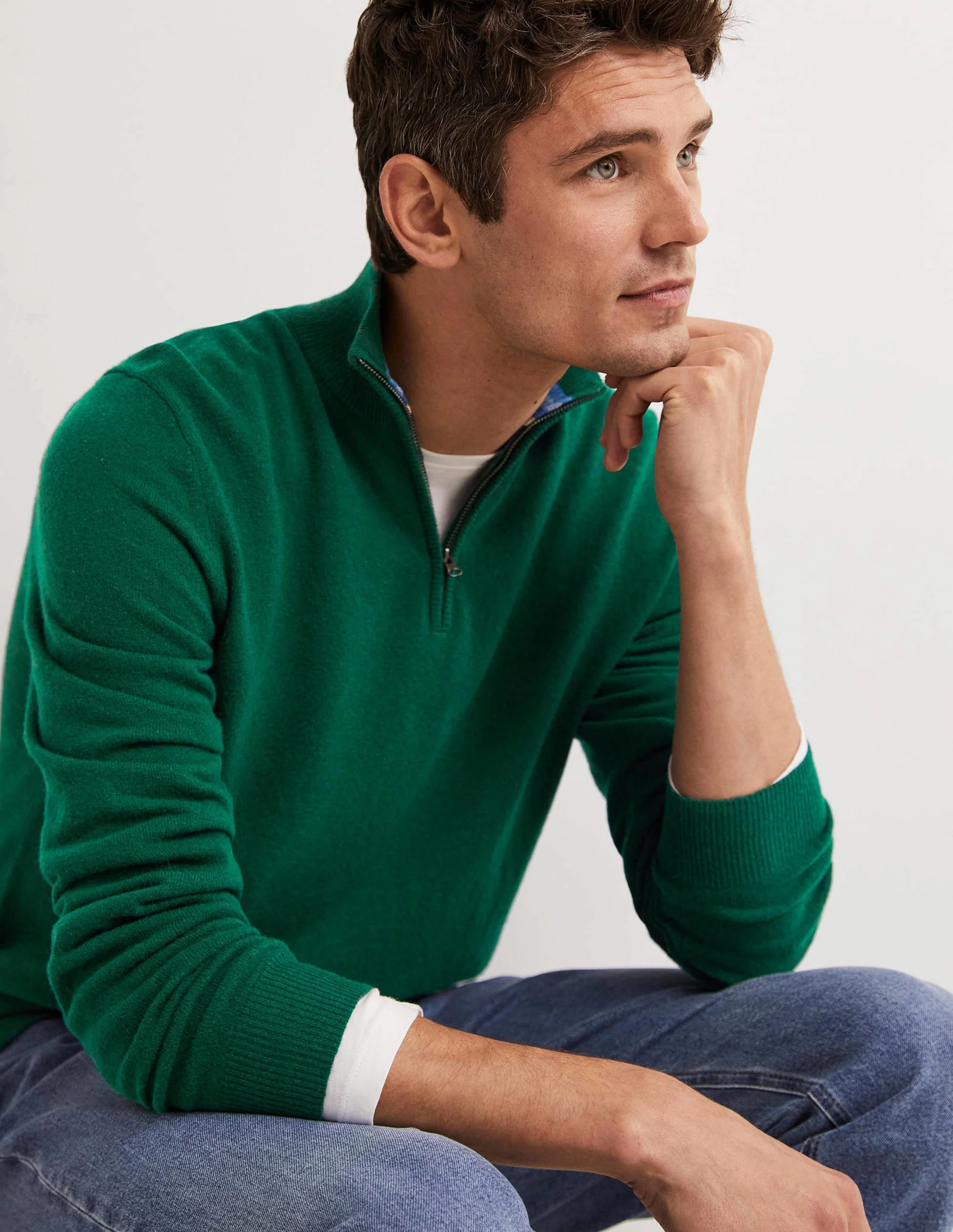 Lambswool Half-Zip-Forest Green - Image 4