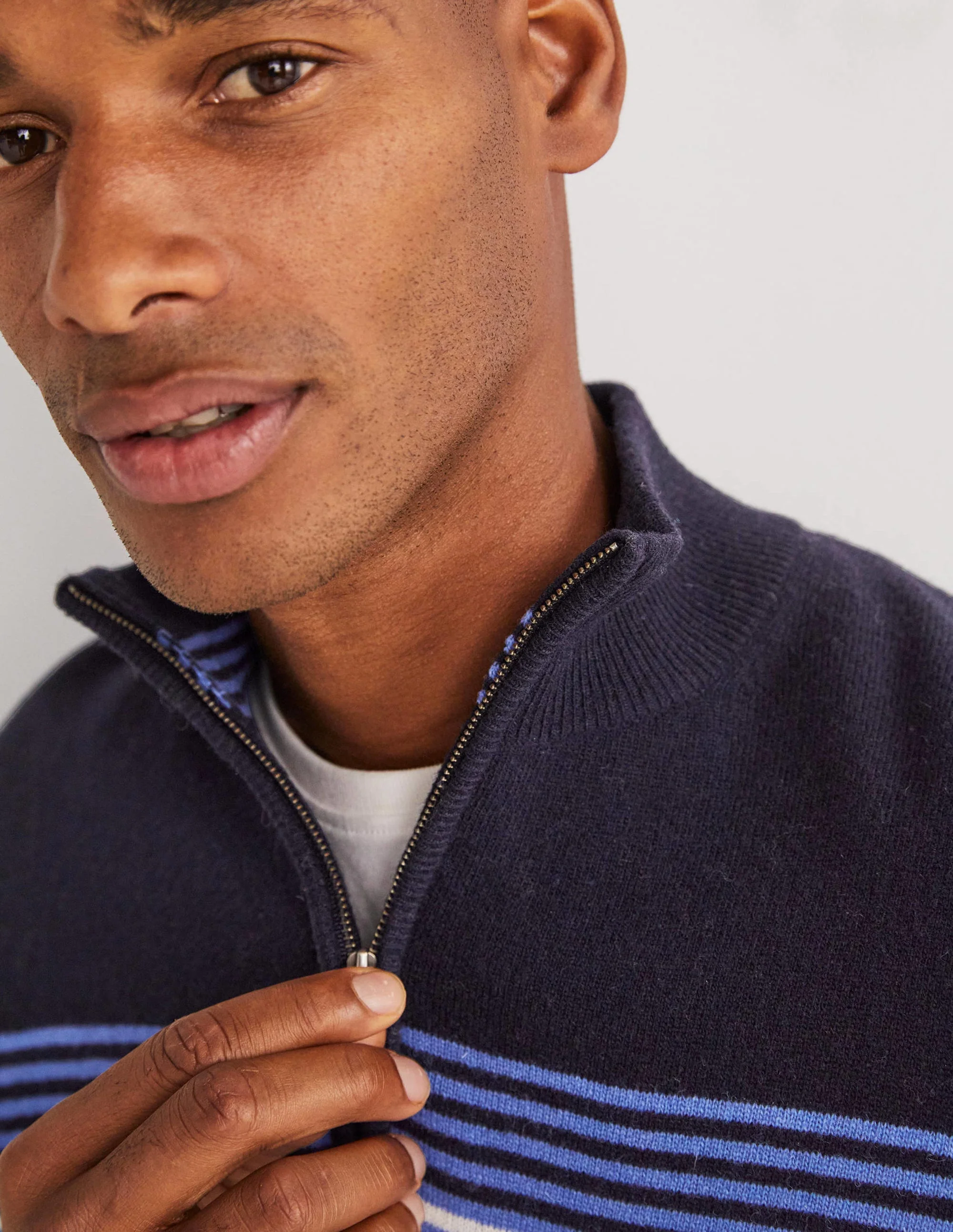 Lambswool Half-Zip-Multi Chest Stripe - Image 2