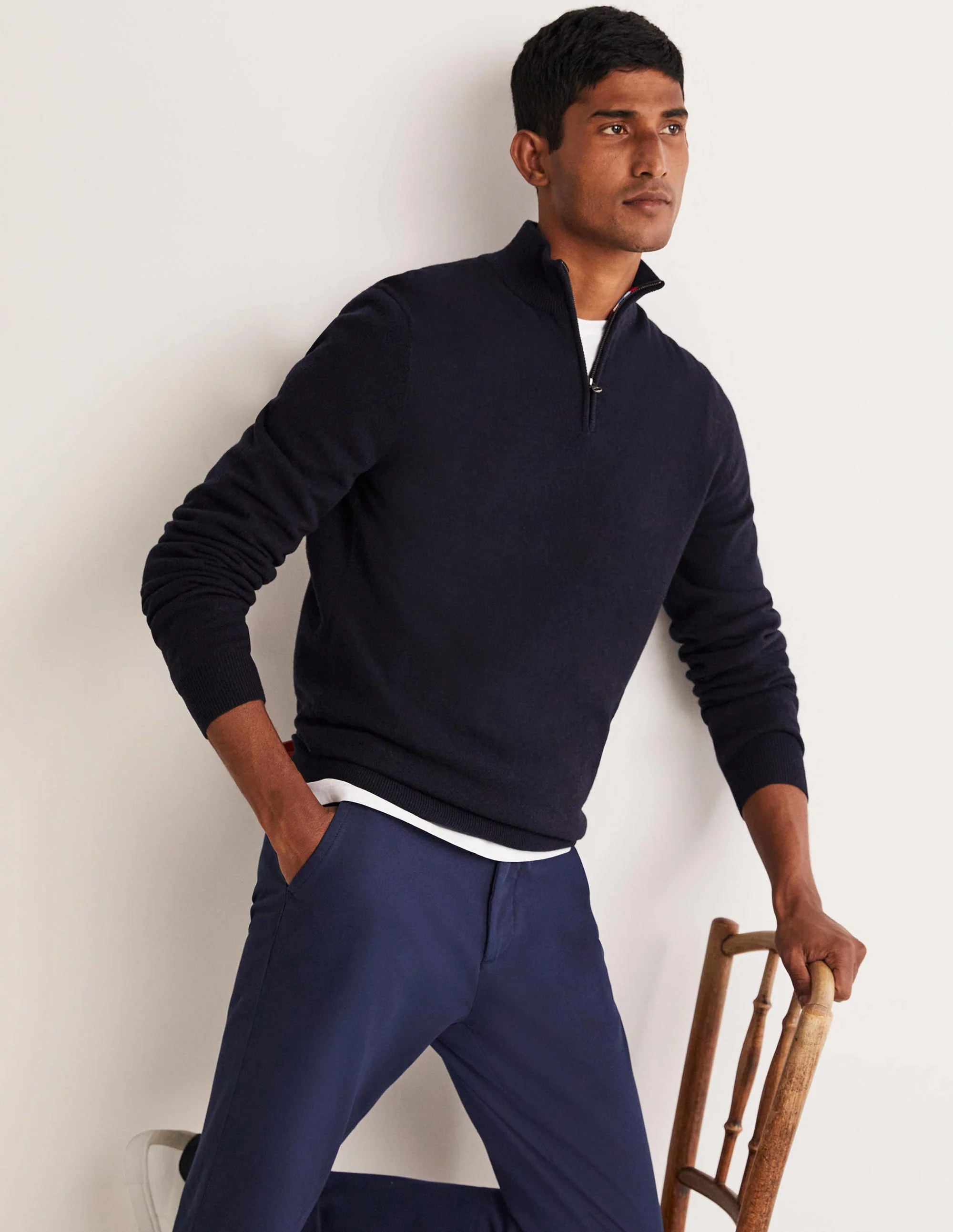 Lambswool Half-Zip-Navy
