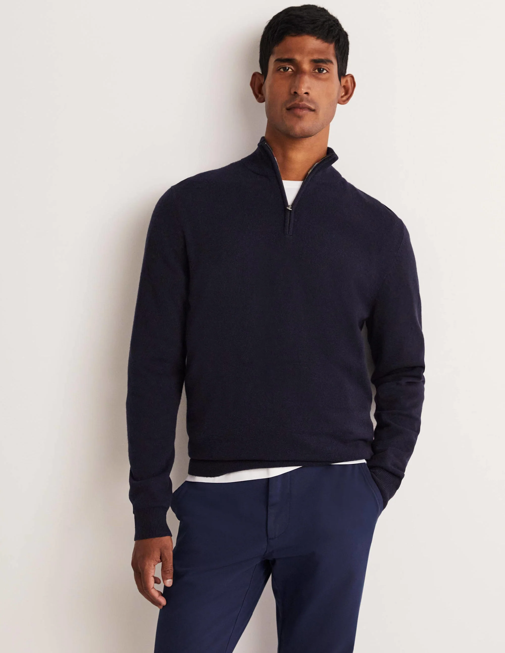 Lambswool Half-Zip-Navy - Image 3