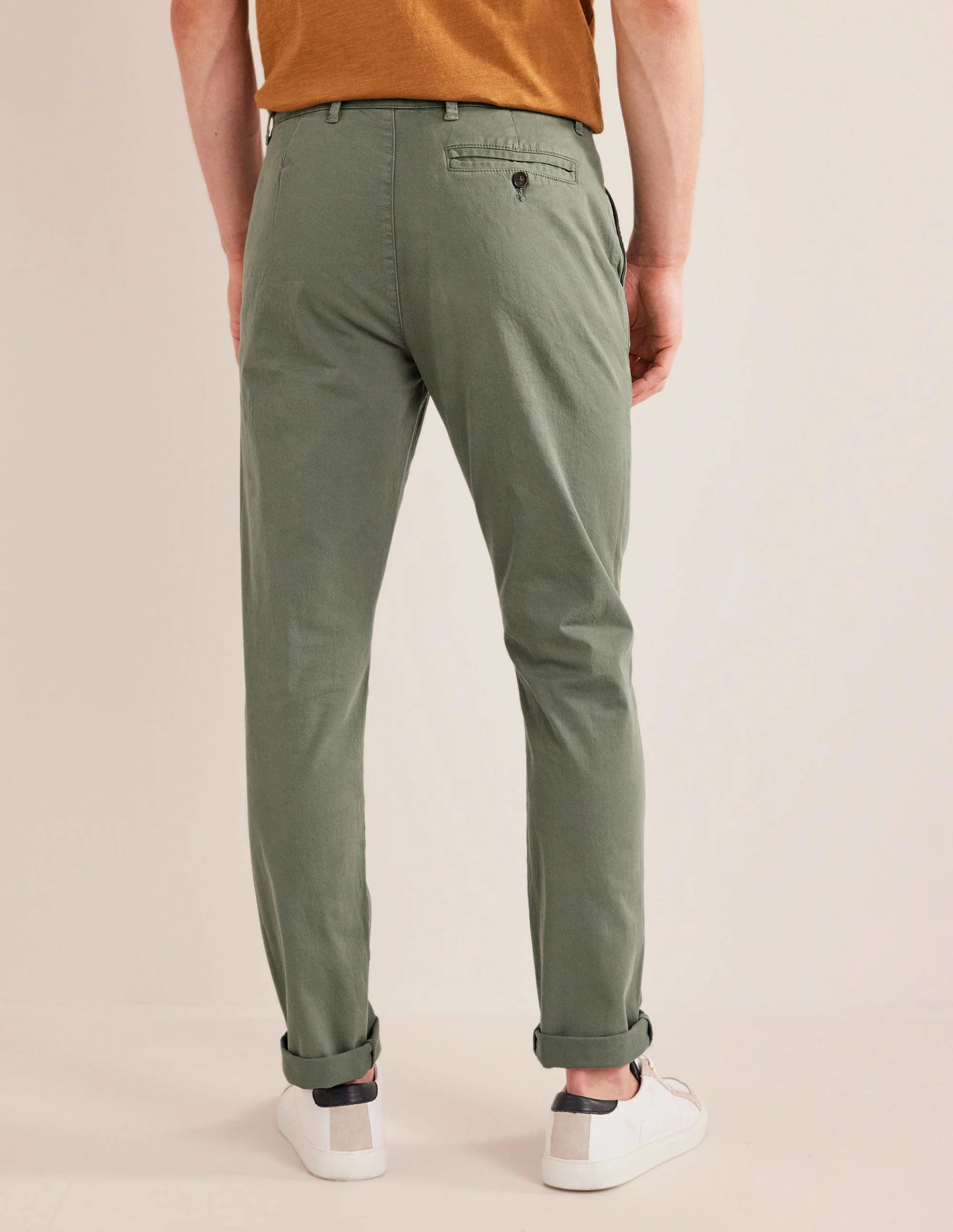 Laundered Chino Trousers-Alligator Green - Image 3